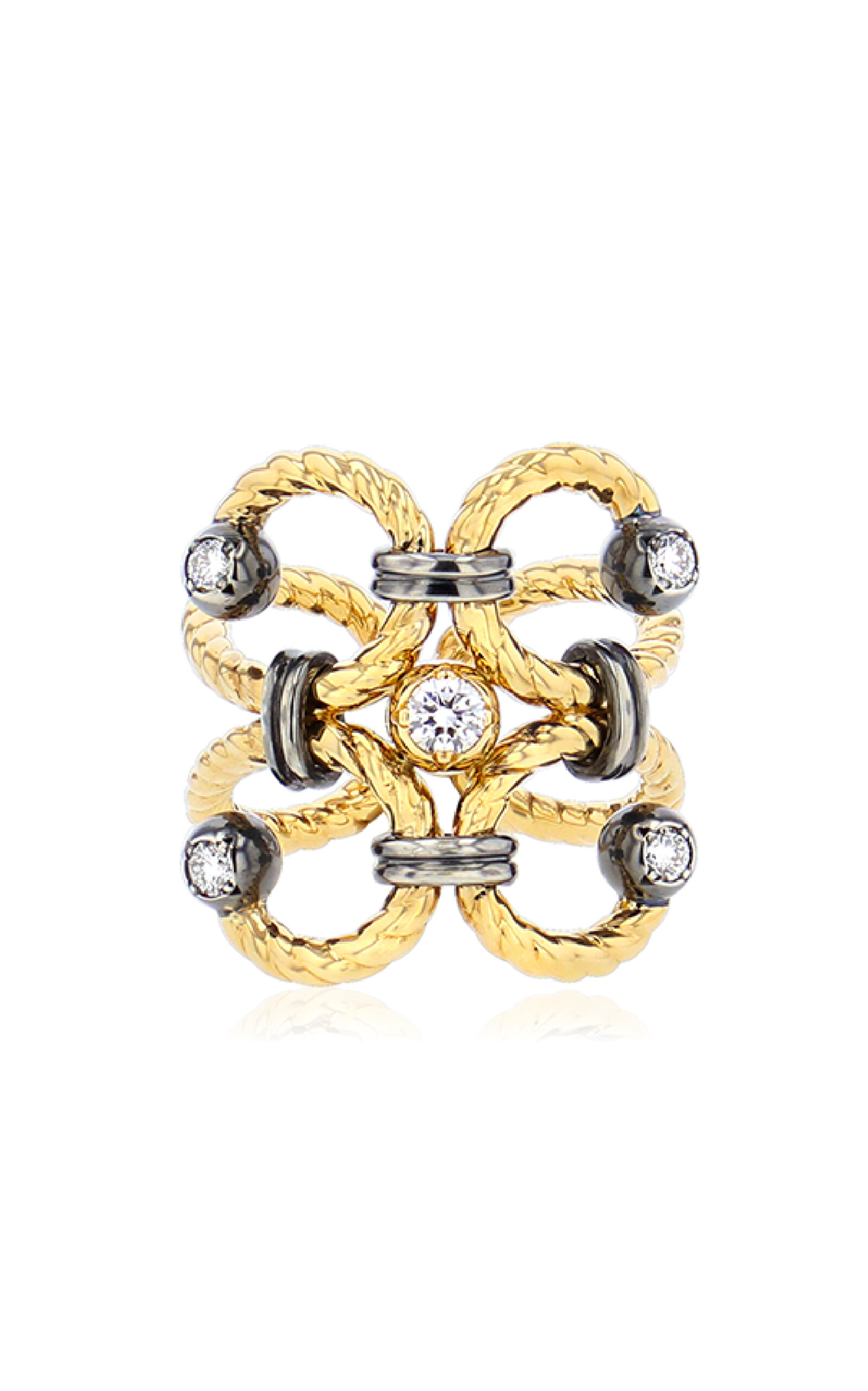 Shop Elie Top Twist 18k Yellow Gold; Sterling Silver Diamond Ring