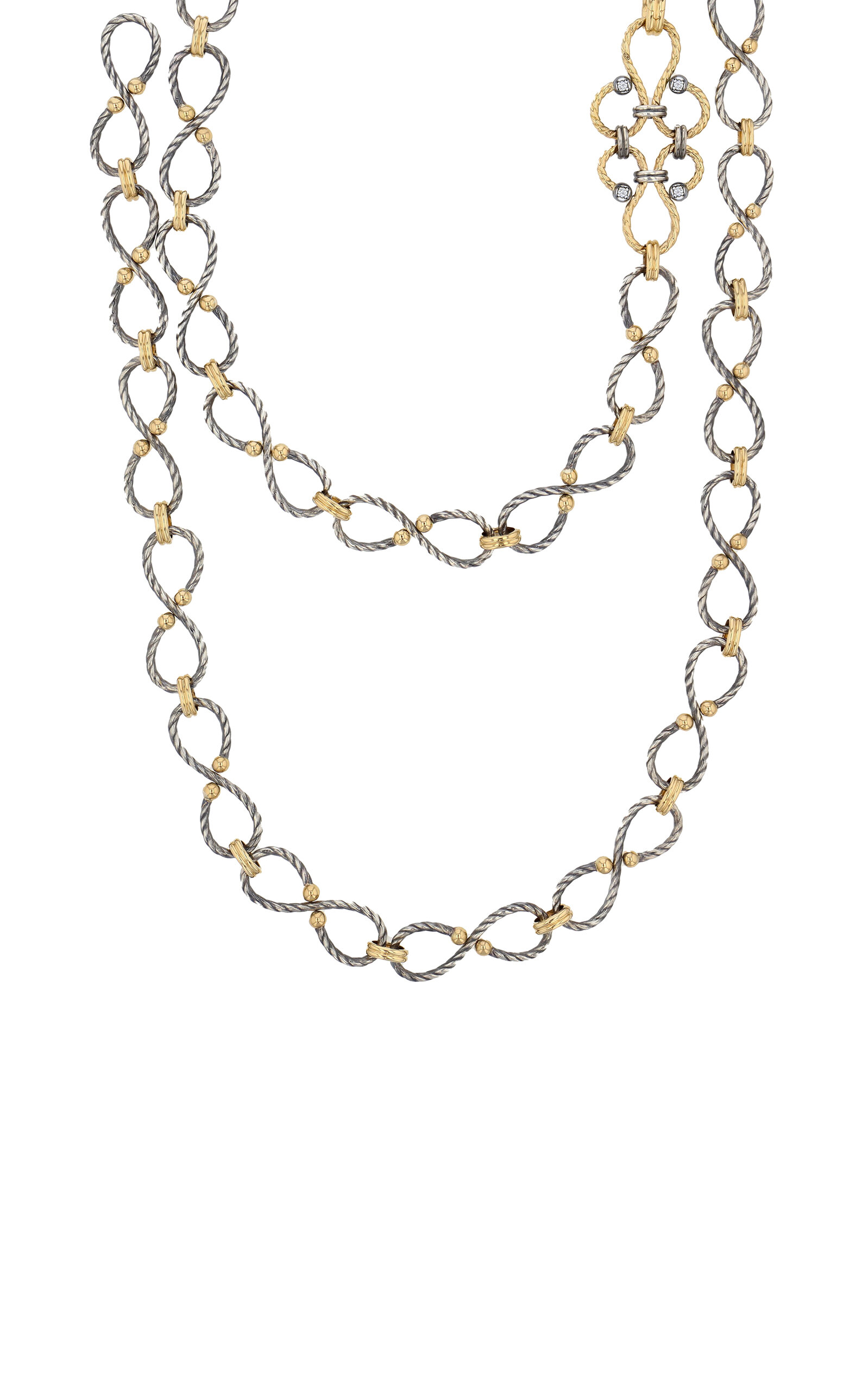 Shop Elie Top Twist 18k Yellow Gold; Sterling Silver Diamond Necklace