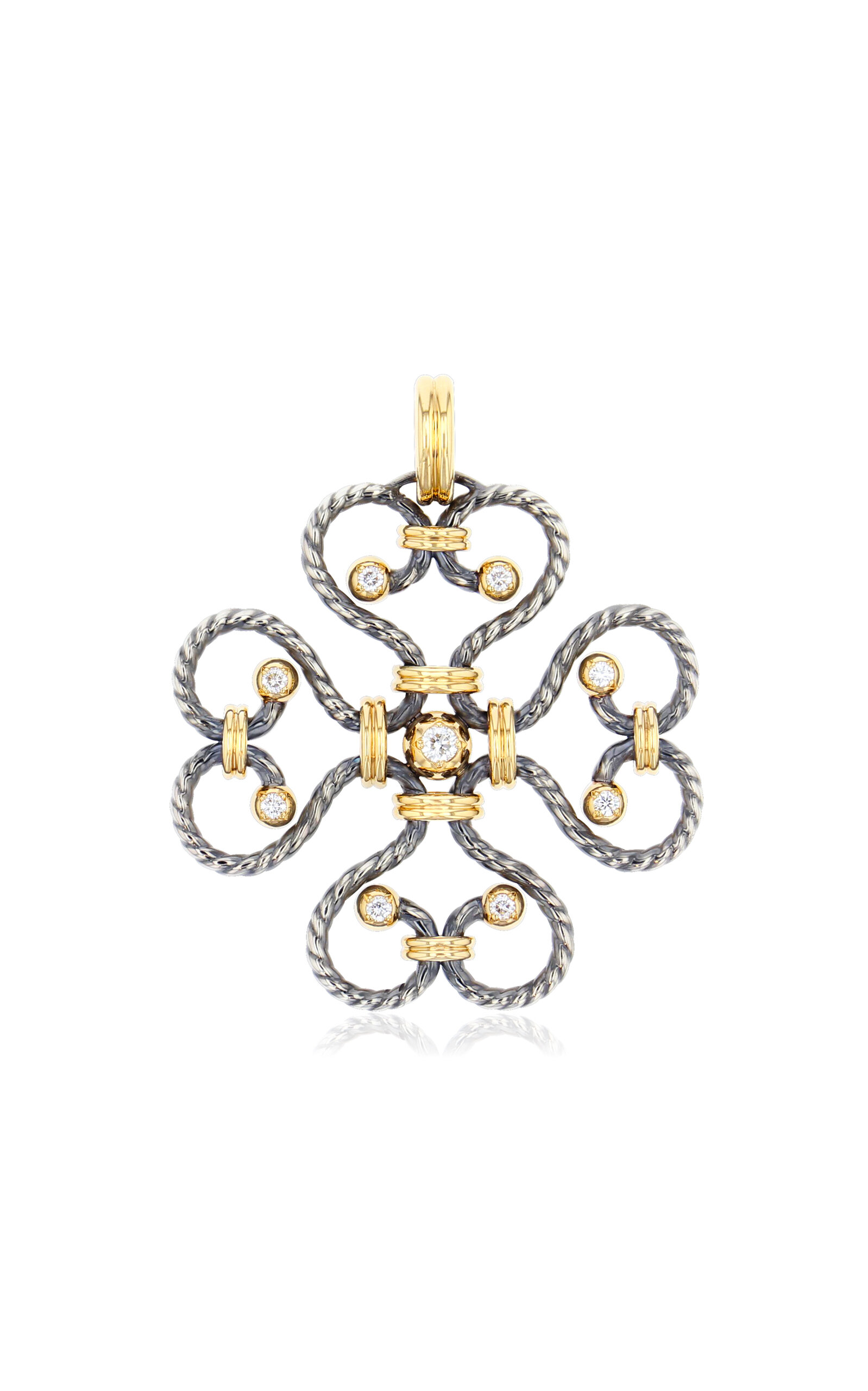 ELIE TOP TREFLE TWIST 18K YELLOW GOLD; STERLING SILVER DIAMOND CHARM 