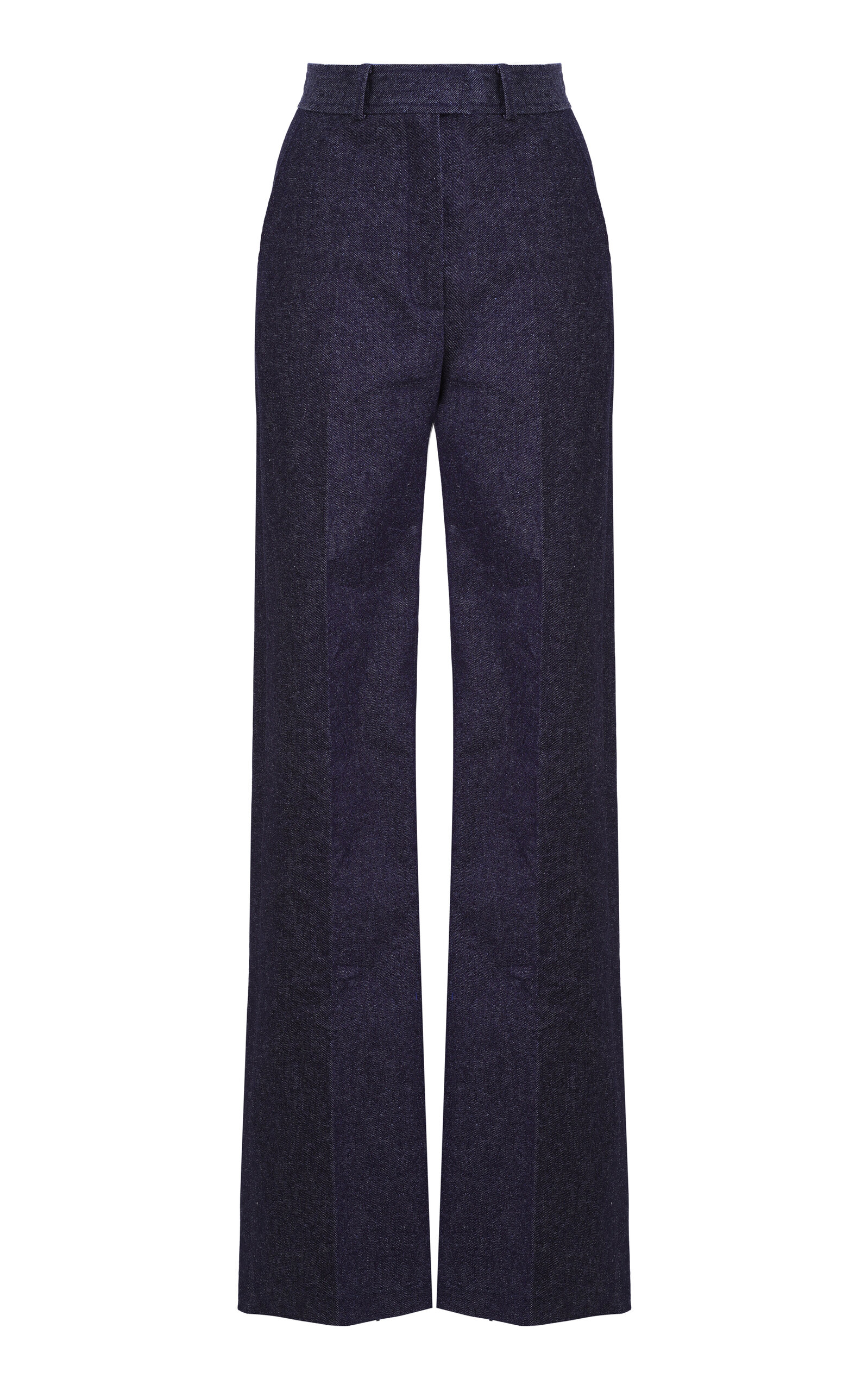 Pleated Cotton-Hemp Straight-Leg Pants