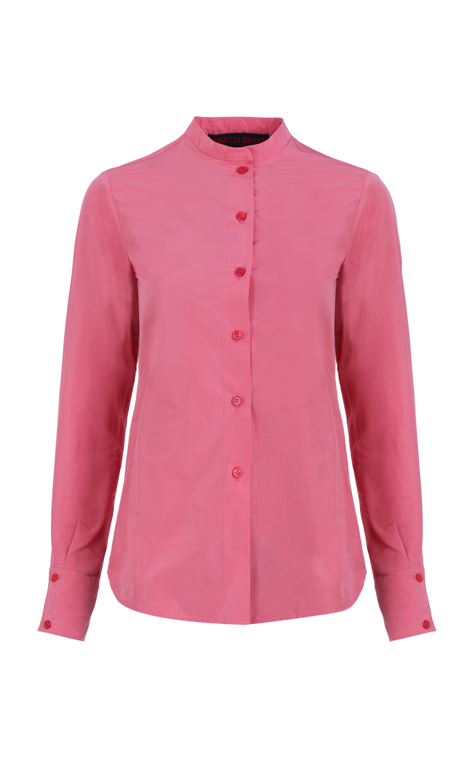 Stand-Collared Cotton-Blend Button-Down Shirt