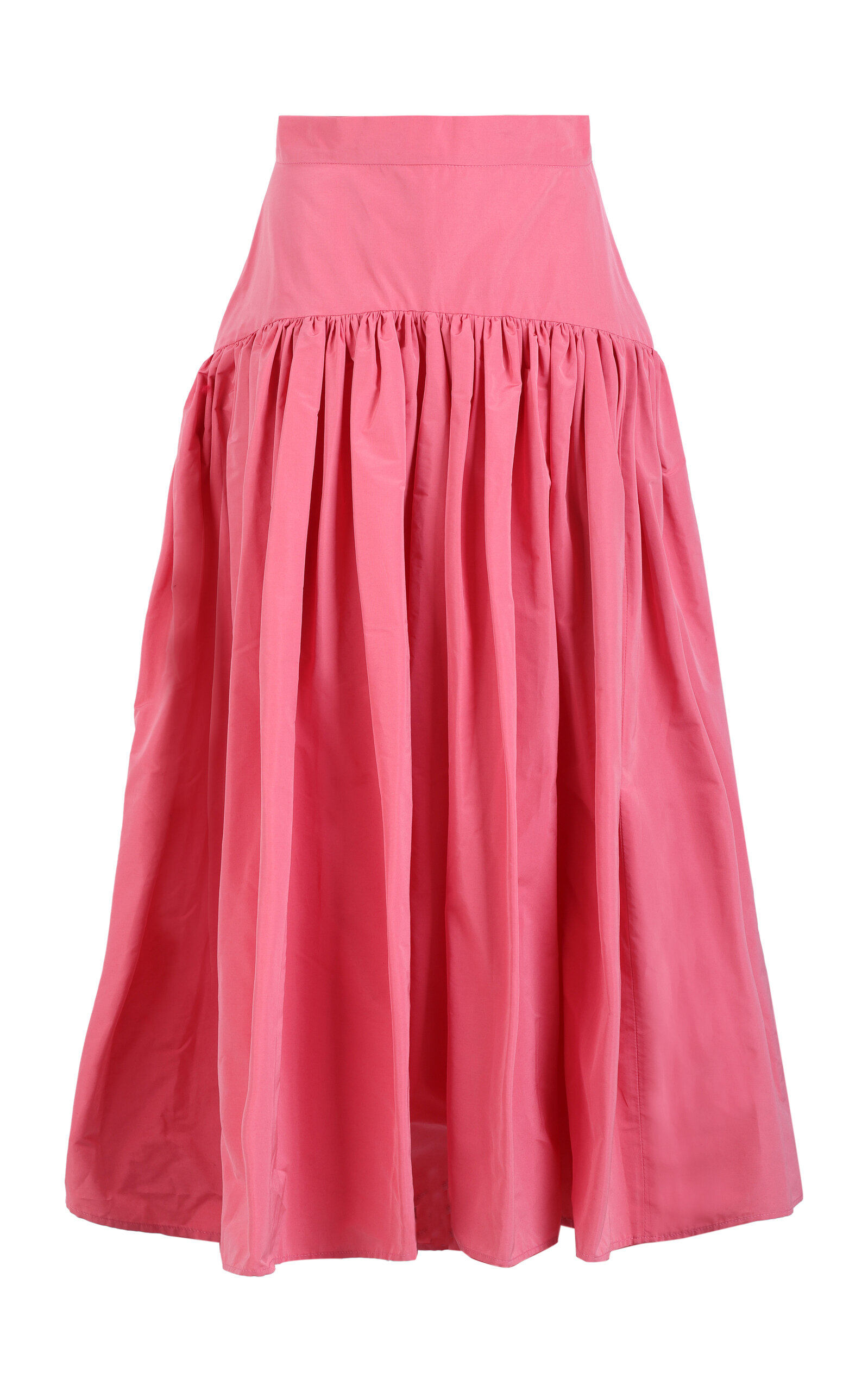 Gathered Cotton-Blend Midi Skirt