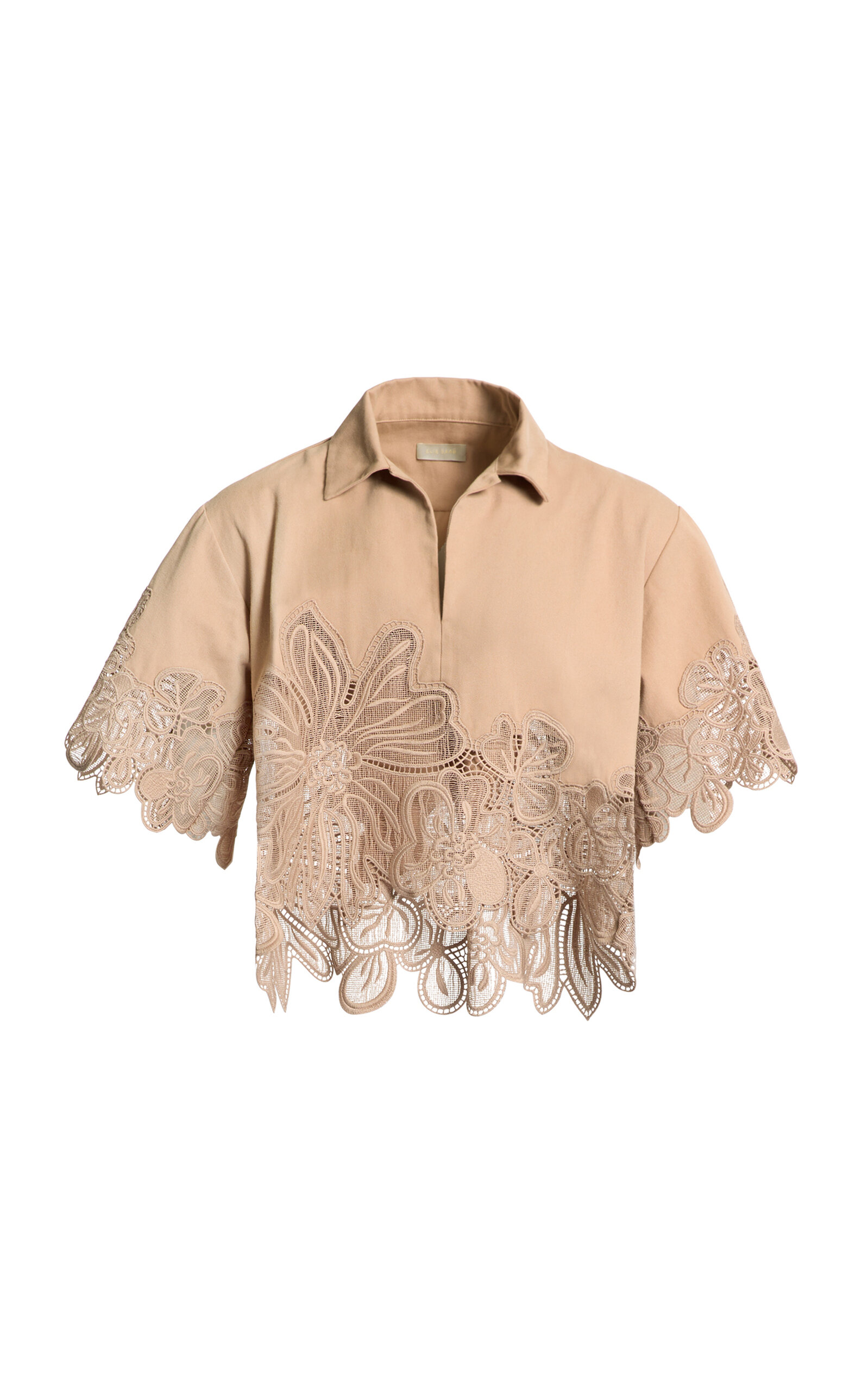 Macrame-Trimmed Drill Shirt