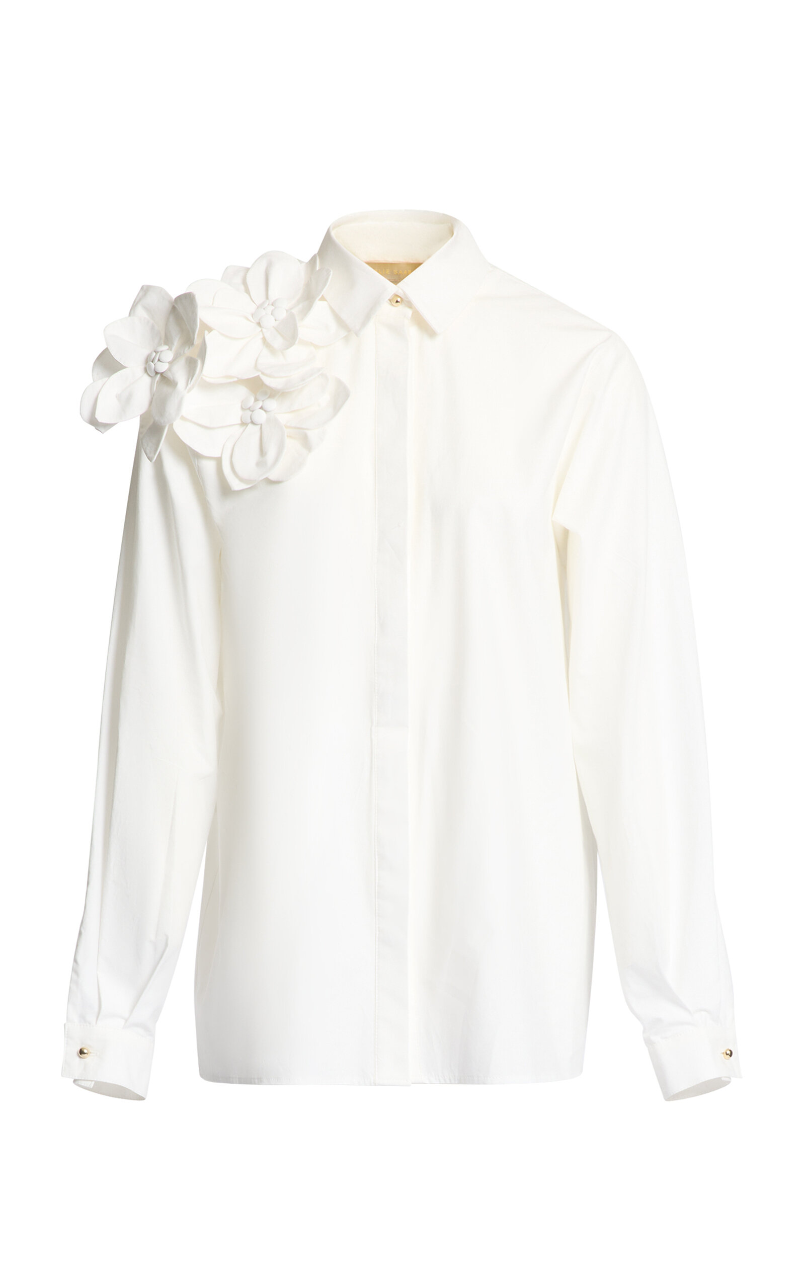 Floral-Appliquéd Cotton Poplin Shirt