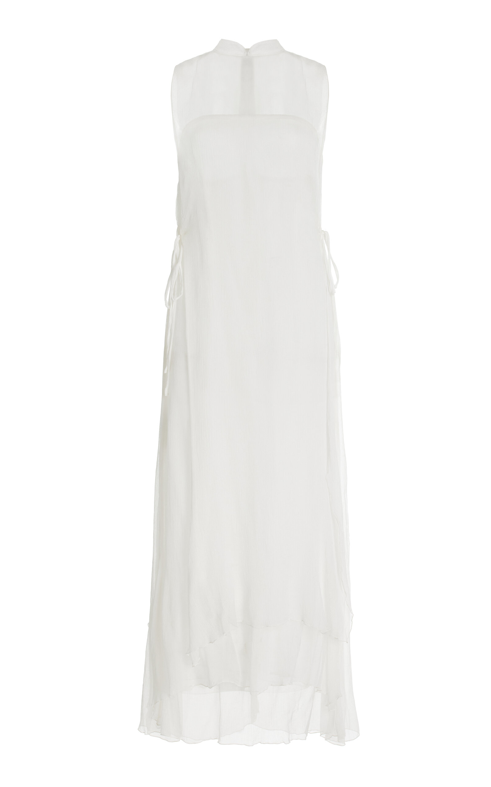 Shop All That Remains Ola Crinkled Silk Maxi Dress In Ivory