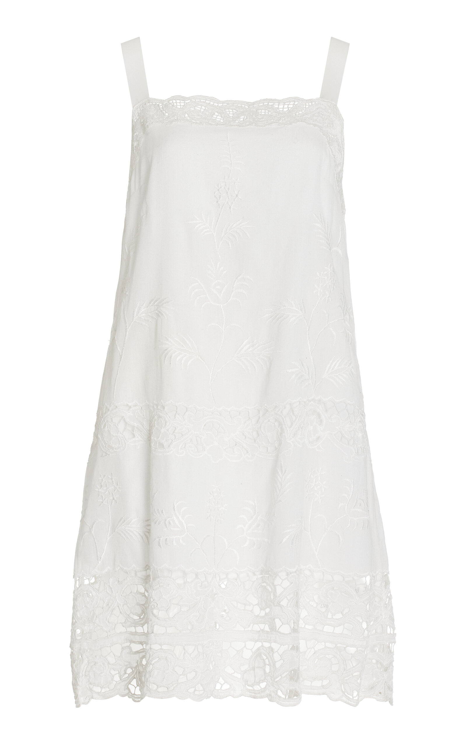 Shop All That Remains Claire Lace-trimmed Silk-cotton Mini Dress In White