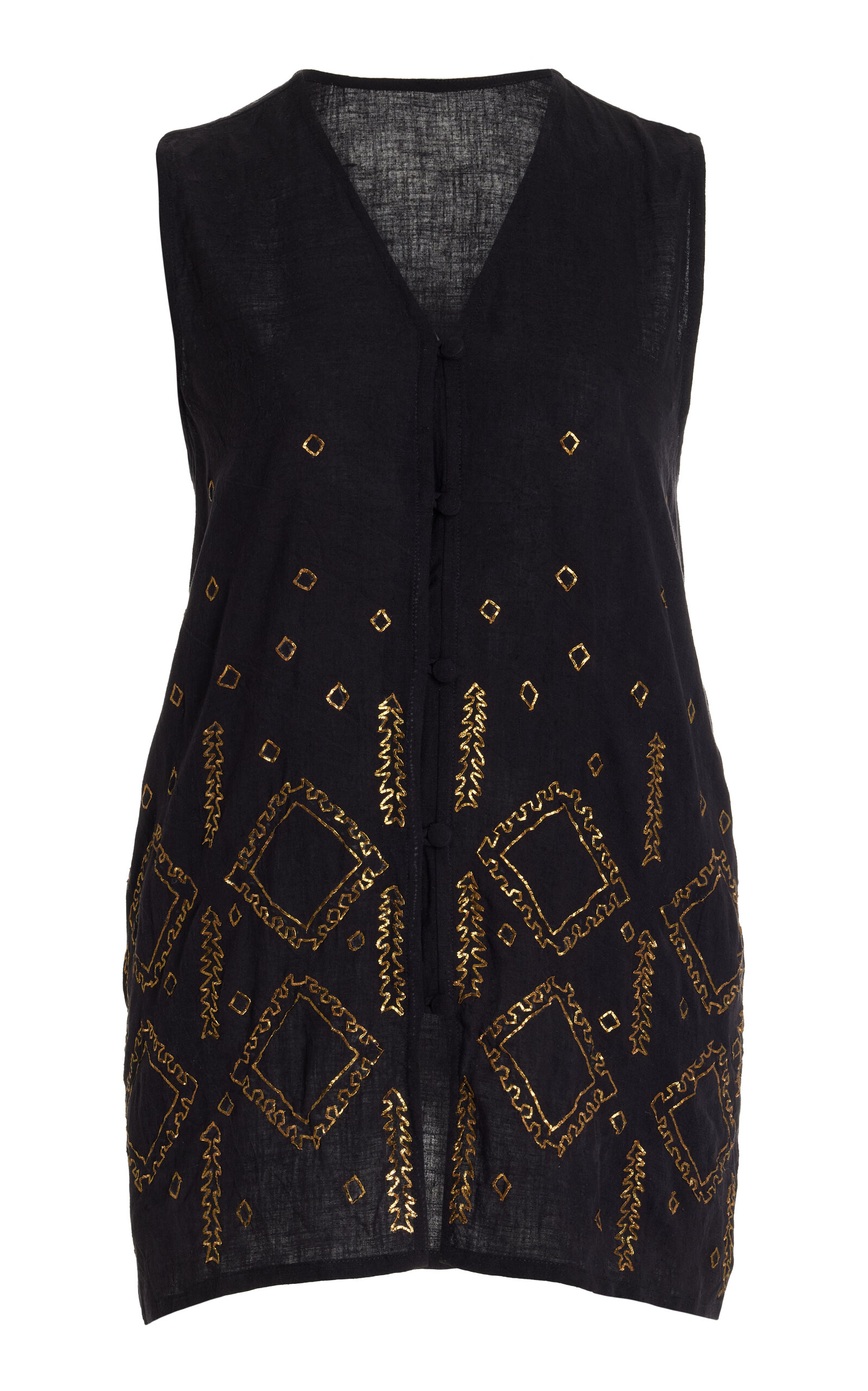 Shop All That Remains Cleo Embroidered Silk Vest In Black