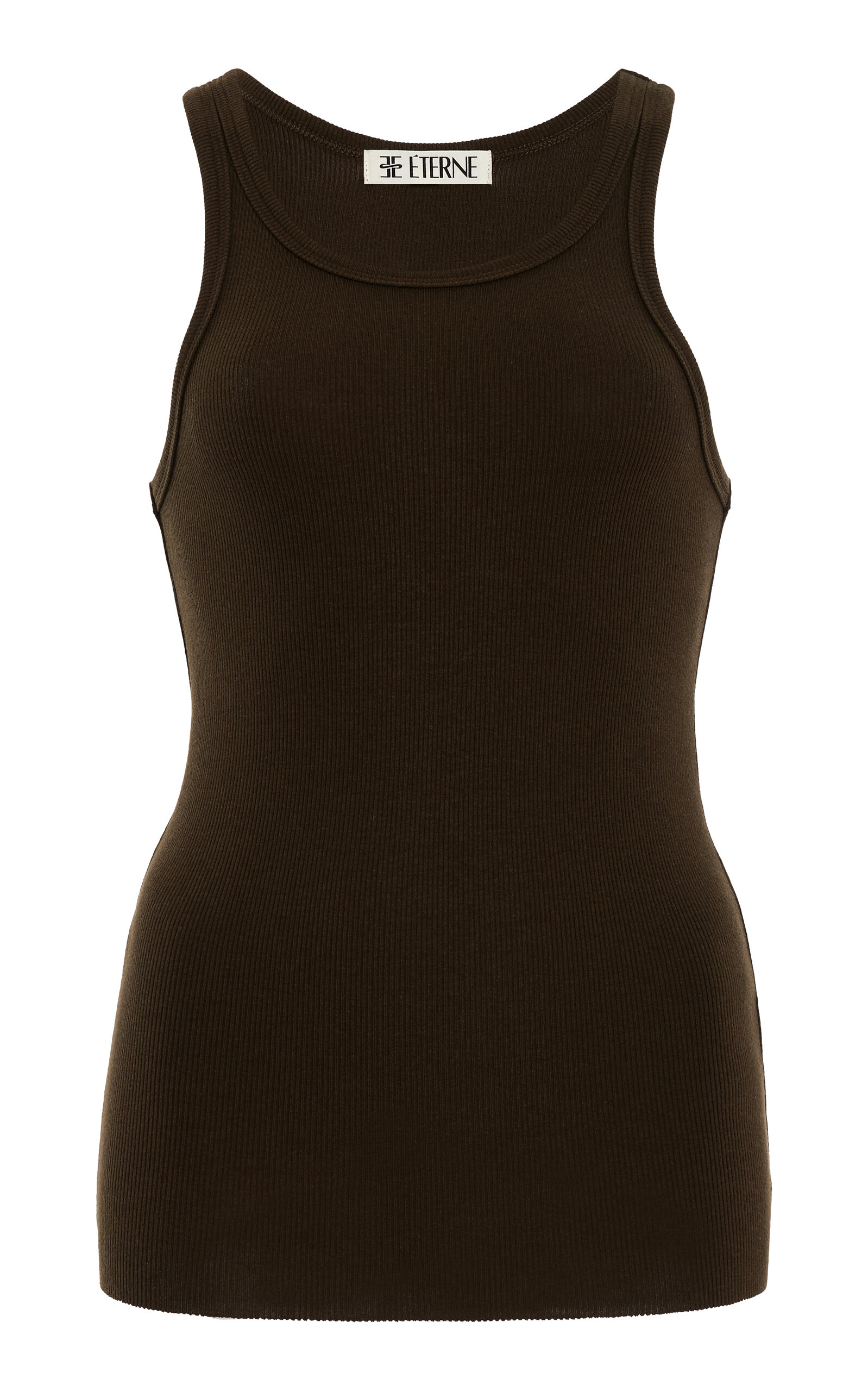 High-Neck Stretch Cotton-Modal Tank Top