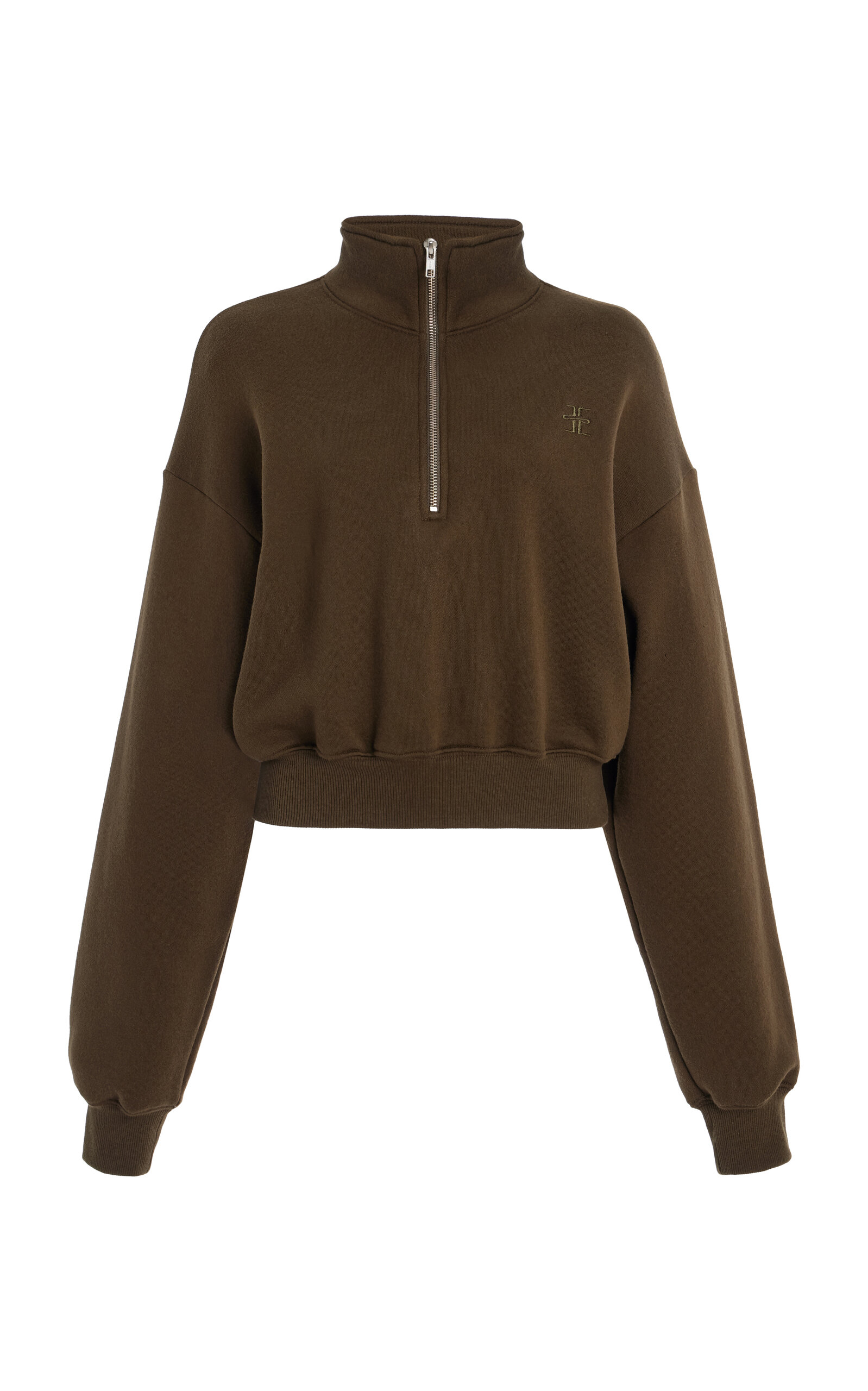 Cropped Cotton-Modal Half-Zip Sweatshirt