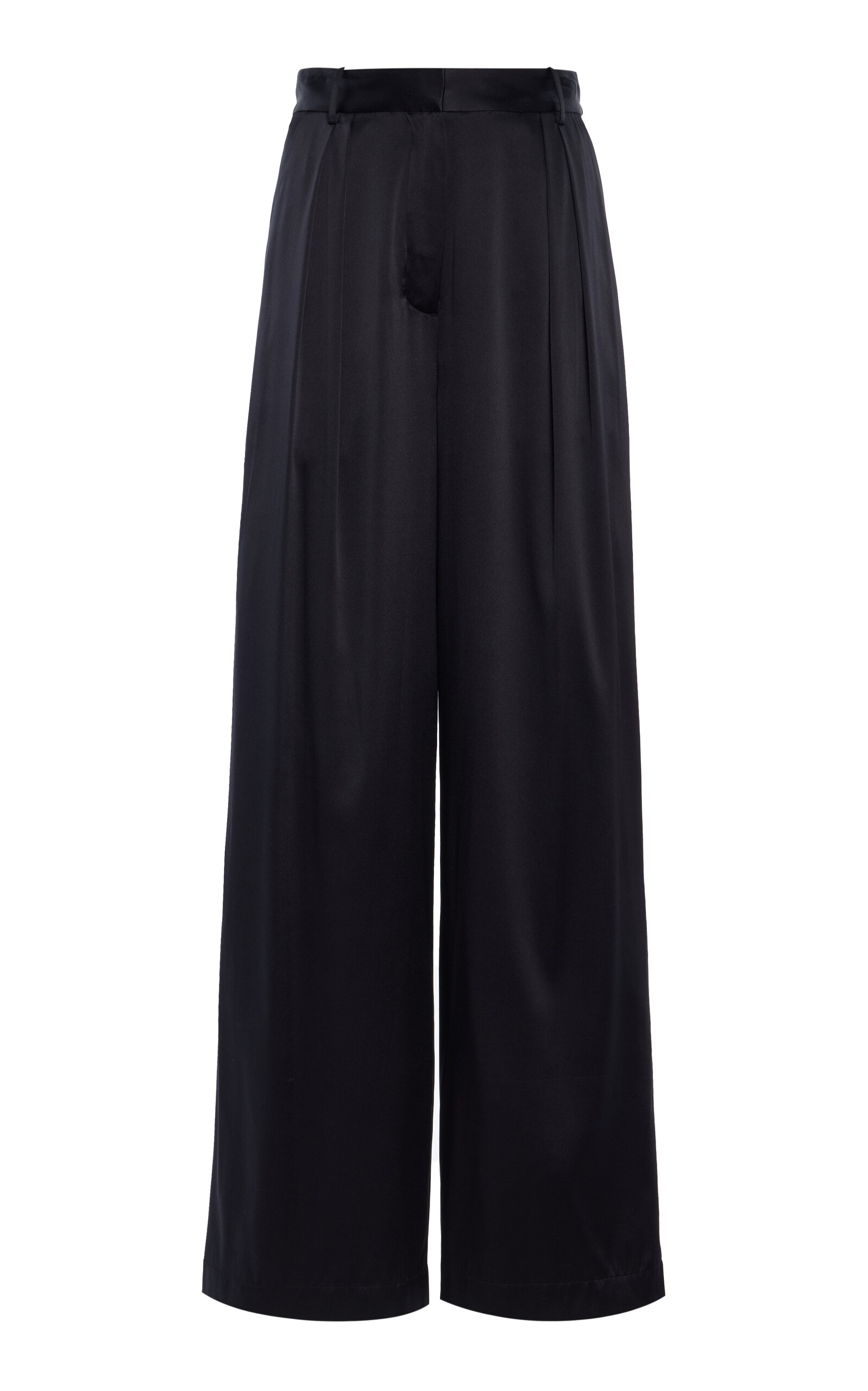 Josephine Pleated Stretch-Silk Satin Wide-Leg Pants