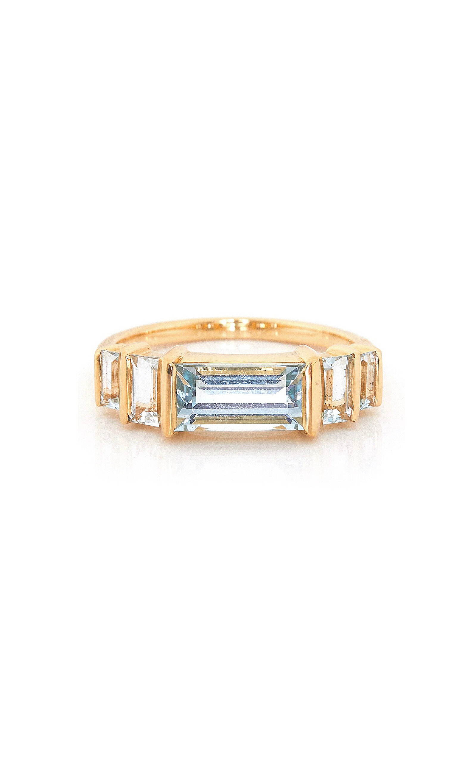 Shop Yi Collection 18k Yellow Gold Aquamarine Ring In Blue