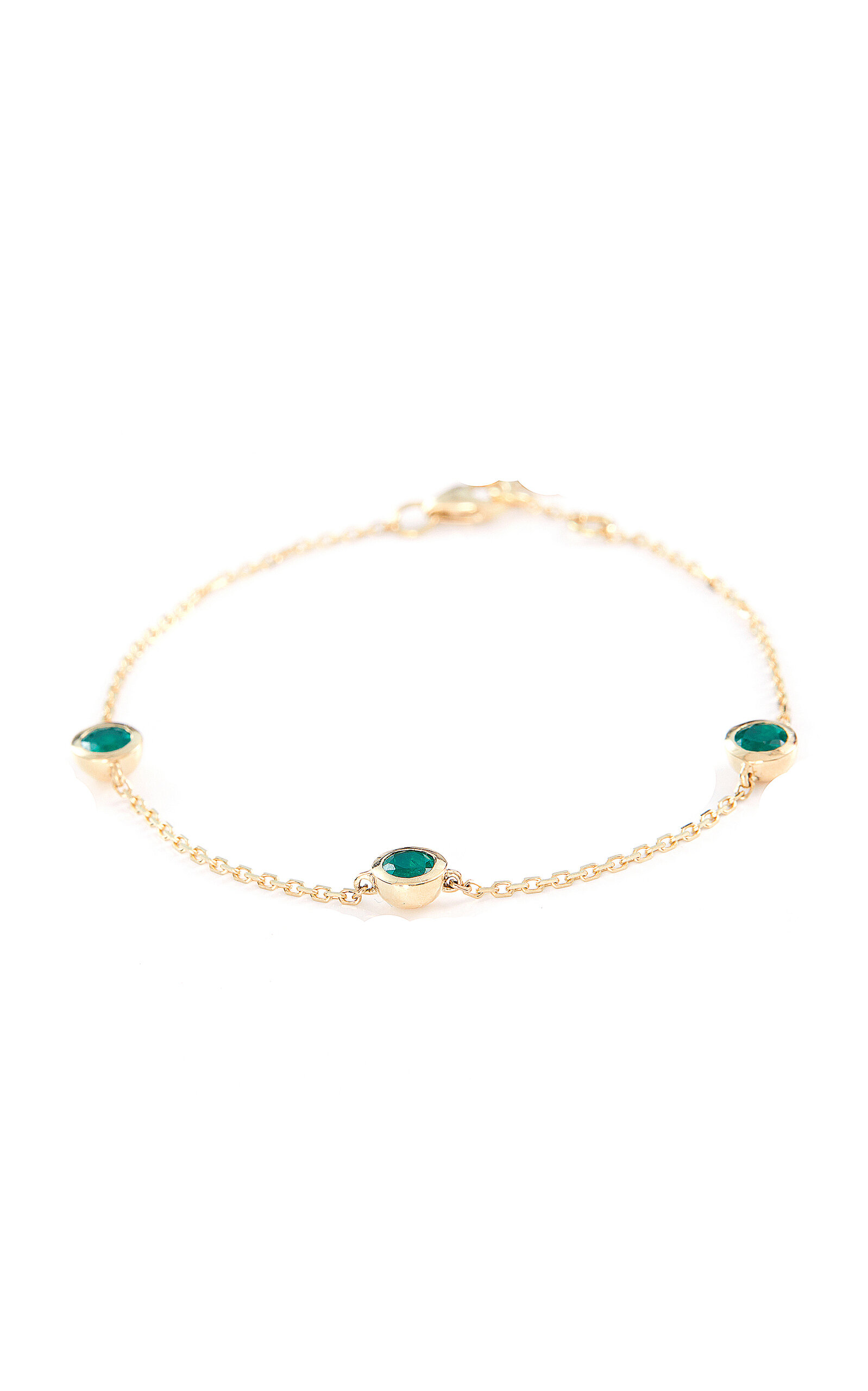 Shop Yi Collection 18k Yellow Gold Emerald Bracelet In Green