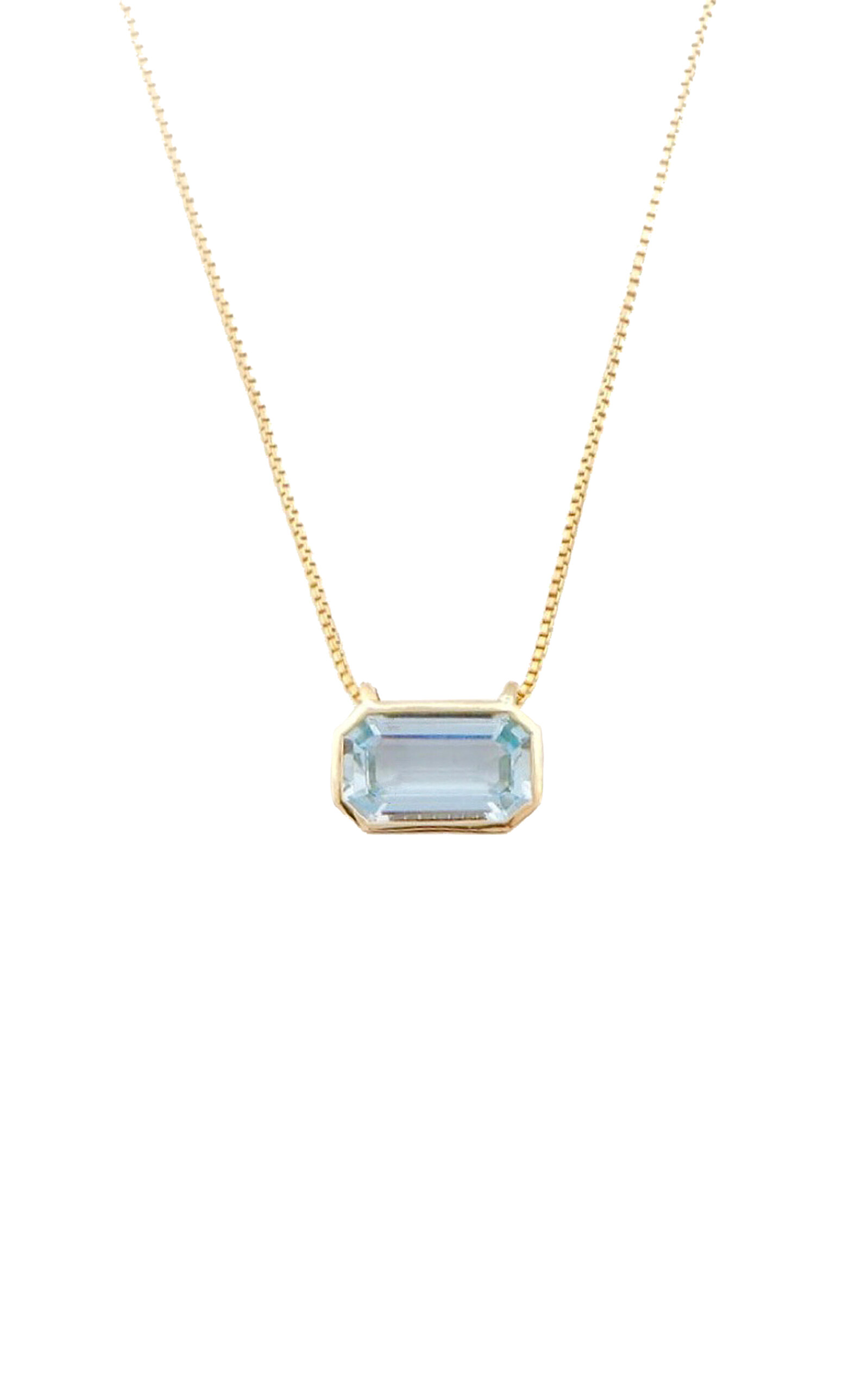 Shop Yi Collection 18k Yellow Gold Aquamarine Necklace In Blue