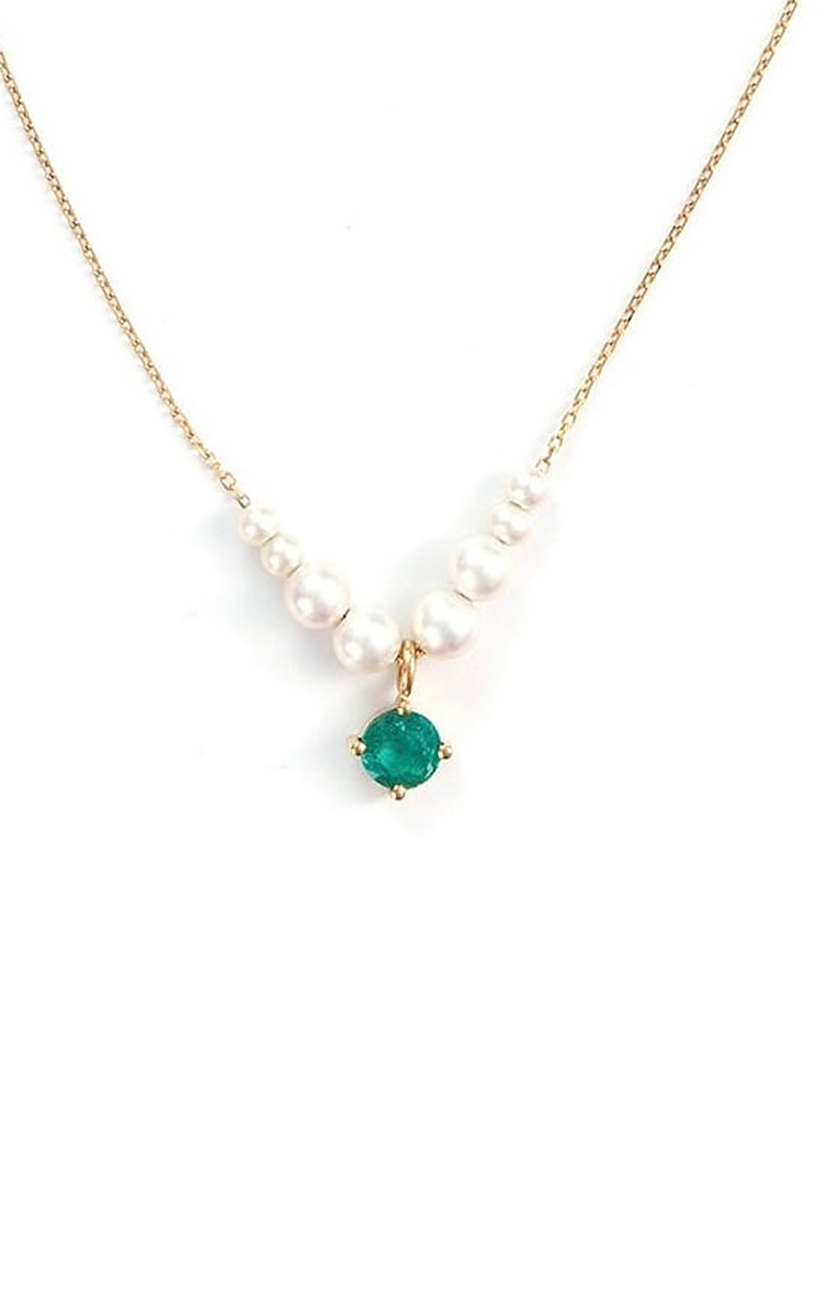 Shop Yi Collection 18k Yellow Gold Pearl And Emerald Necklace In Green