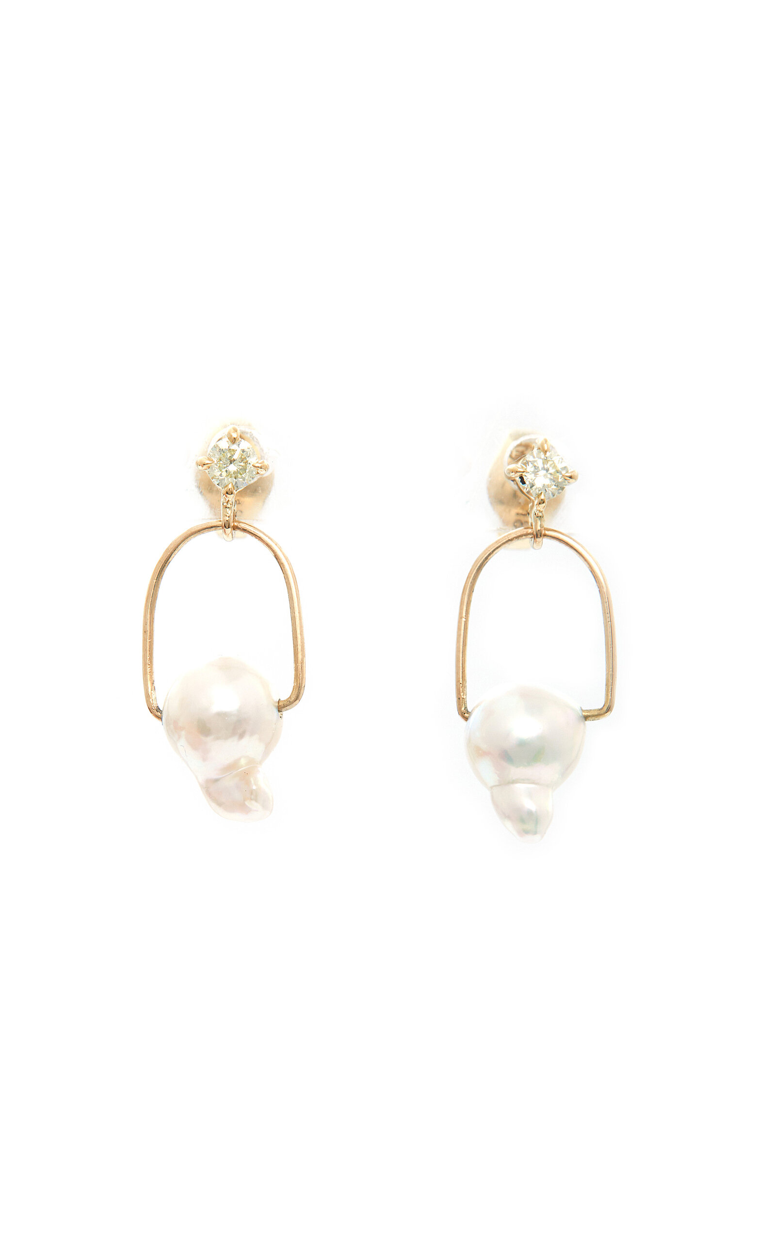 Shop Yi Collection 18k Yellow Gold Pearl And Diamond Earrings In White