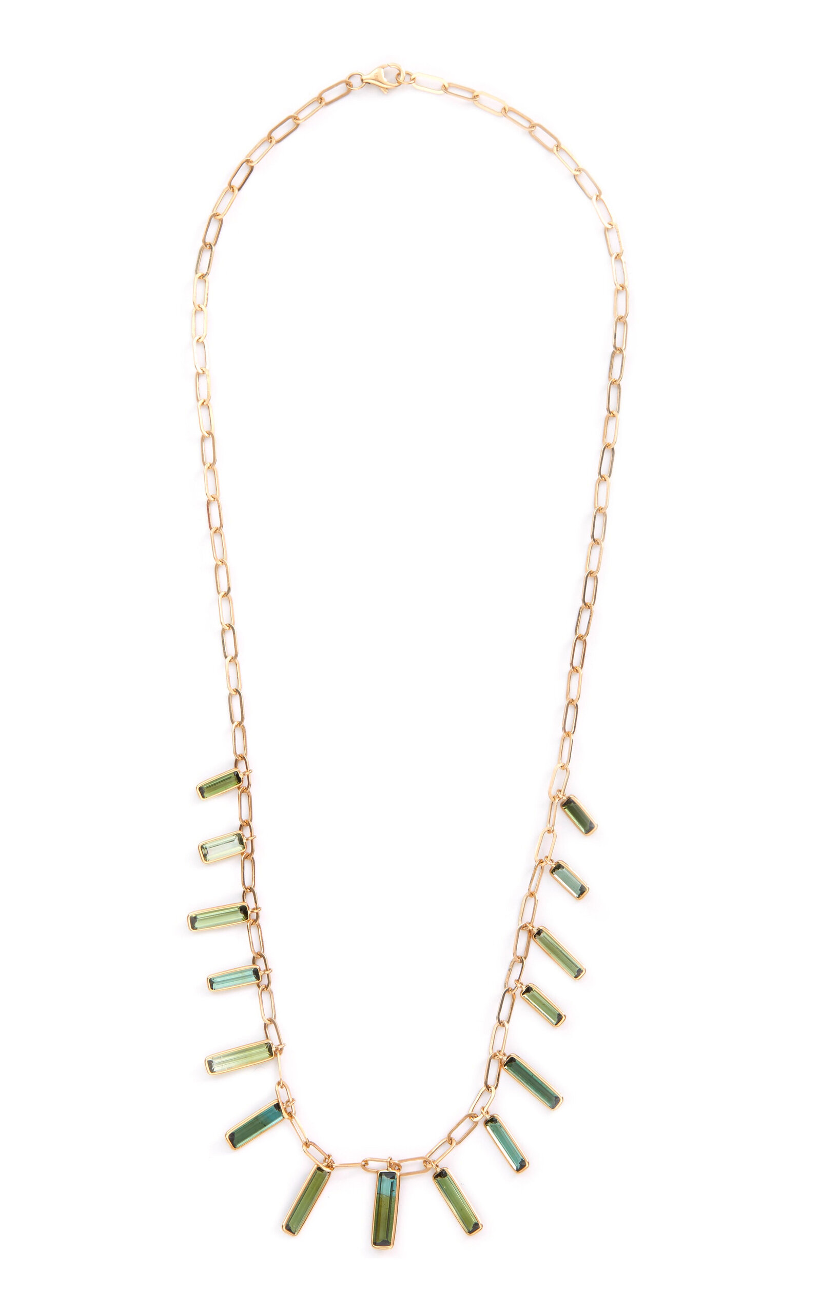 18K Yellow Gold Tourmaline Bamboo Necklace