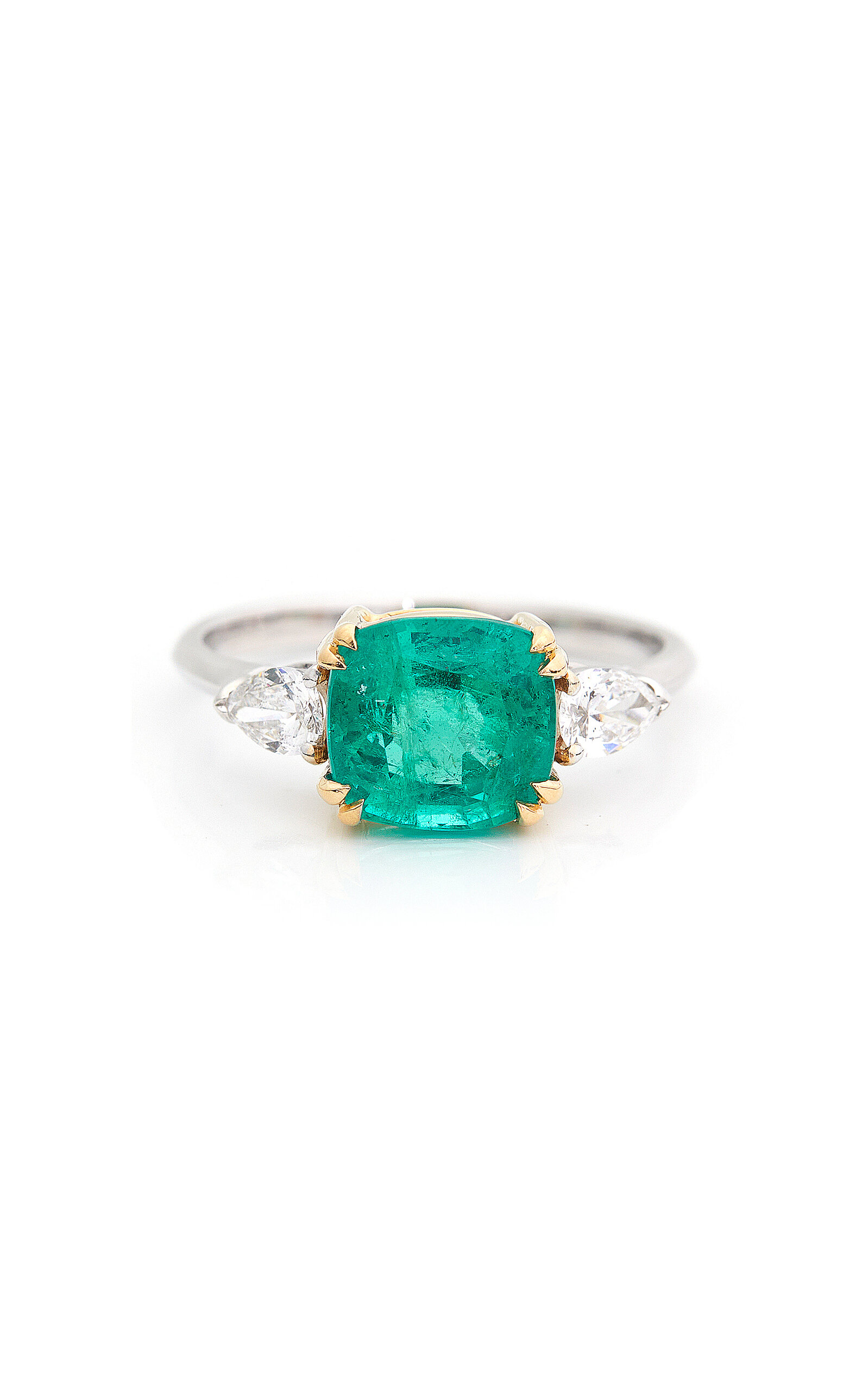 Shop Yi Collection 18k Yellow And White Gold Emerald And Diamond Ring In Green