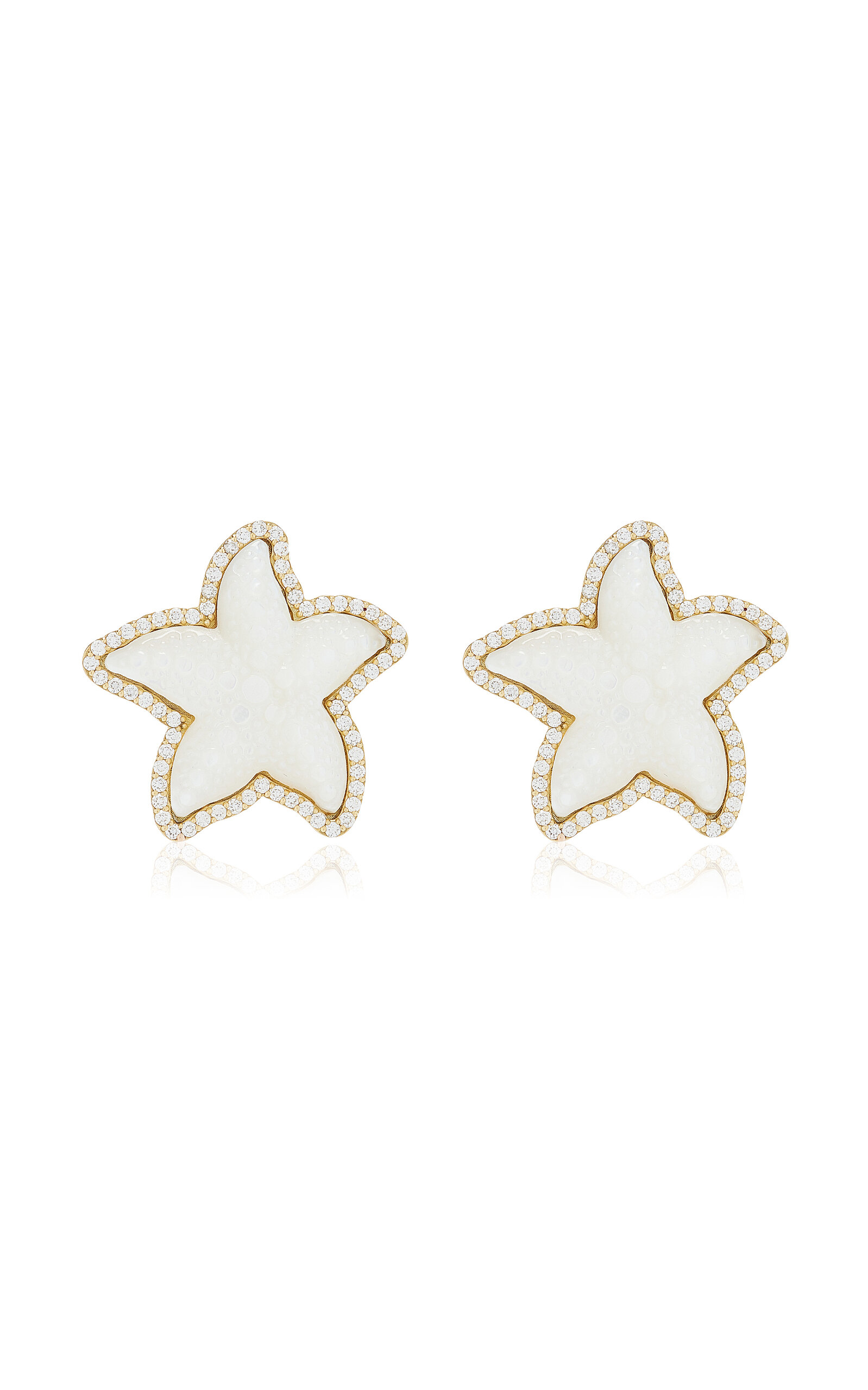 Starfish 18K Yellow Gold Mother-of-Pearl; Diamond Earrings