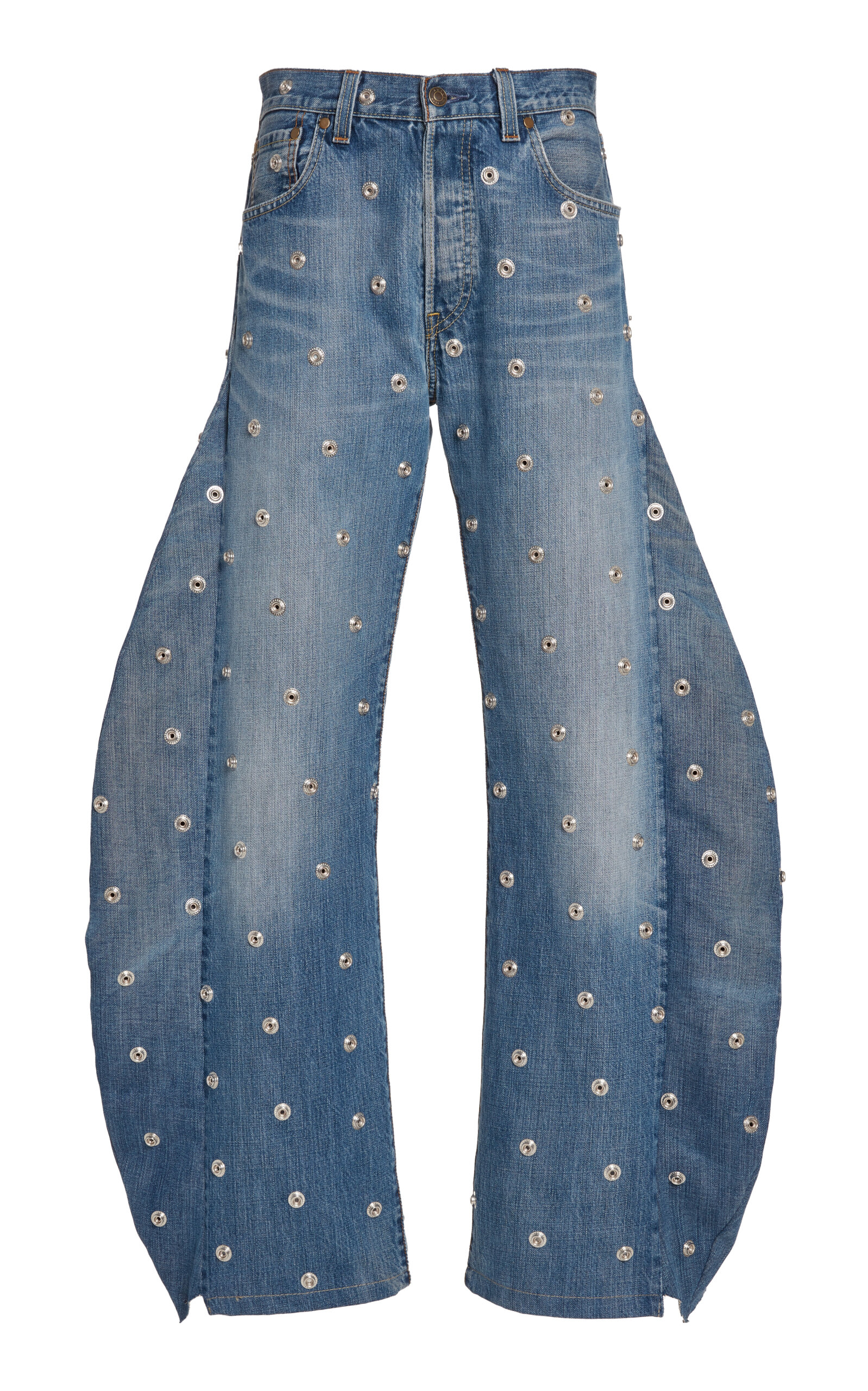 Studded Rigid Low-Rise Balloon Jeans