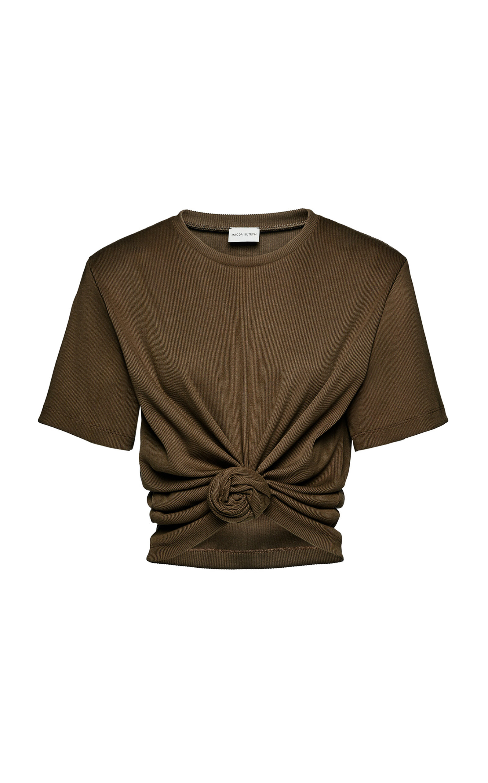 Gathered Knot Stretch-Cotton T-Shirt