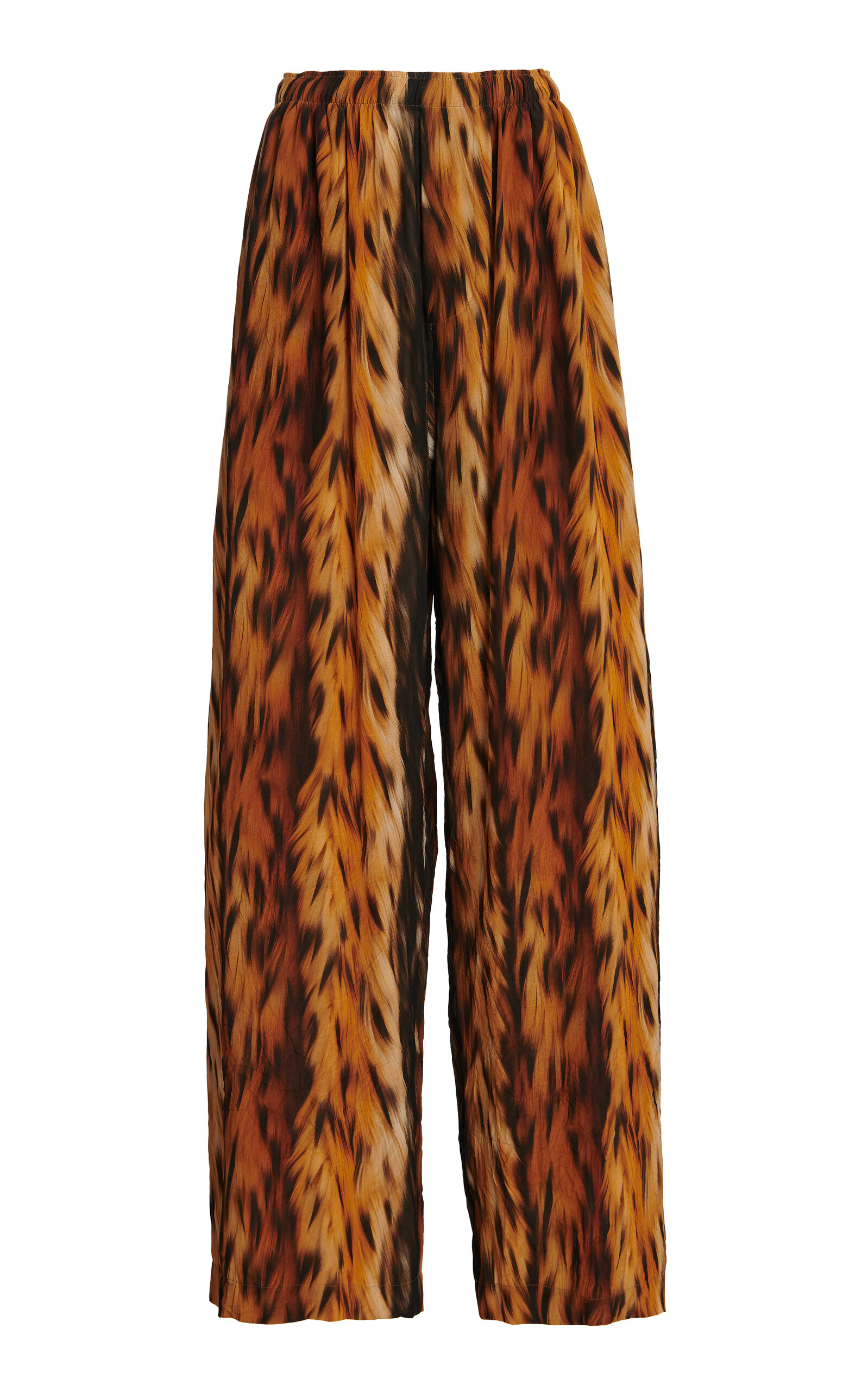 AI-Printed Silk Crepe Wide-Leg Pants