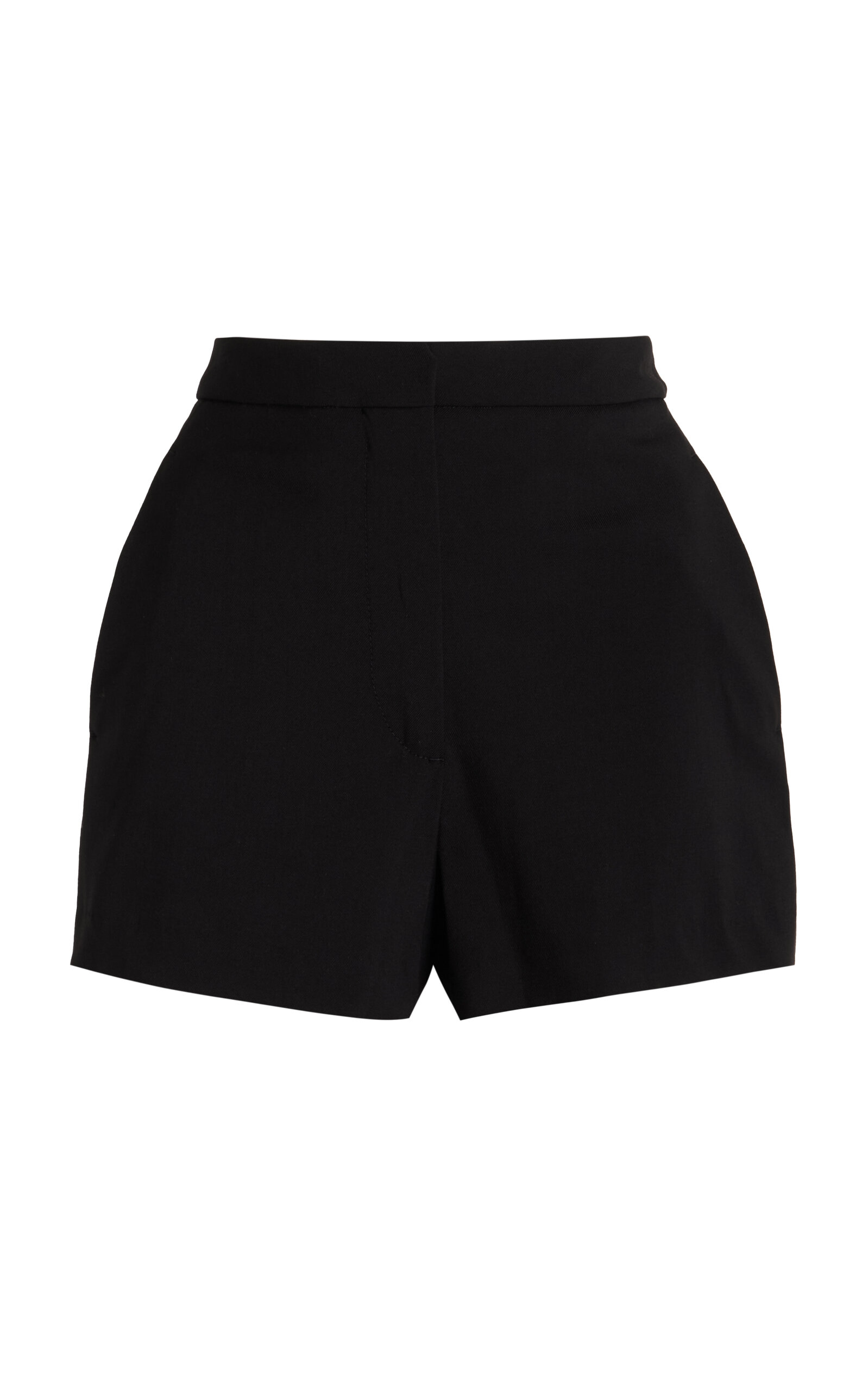 Shop Loulou Studio Stretch-wool Mini Shorts In Black