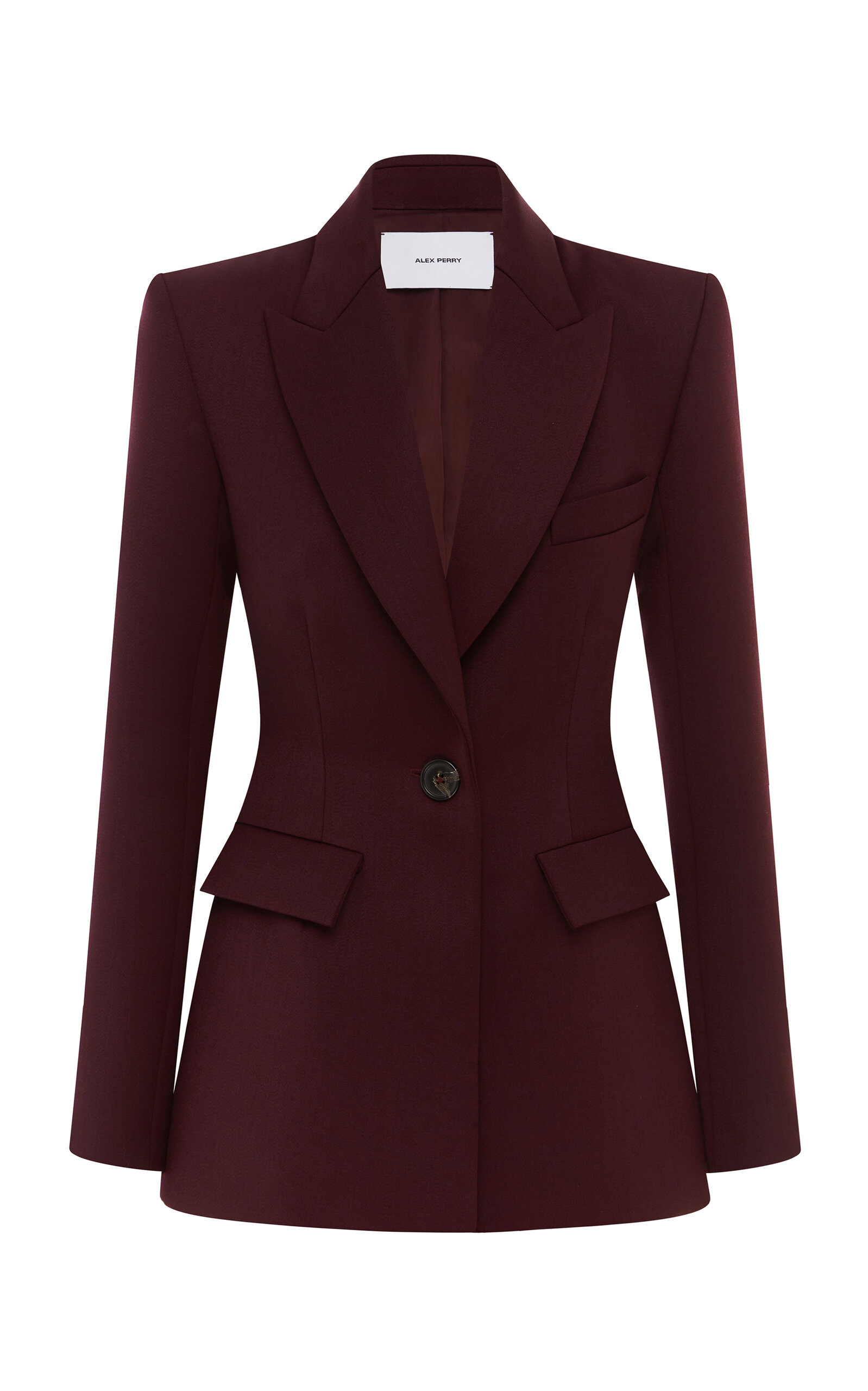 Shop Alex Perry Fitted Wool Blazer In Burgundy