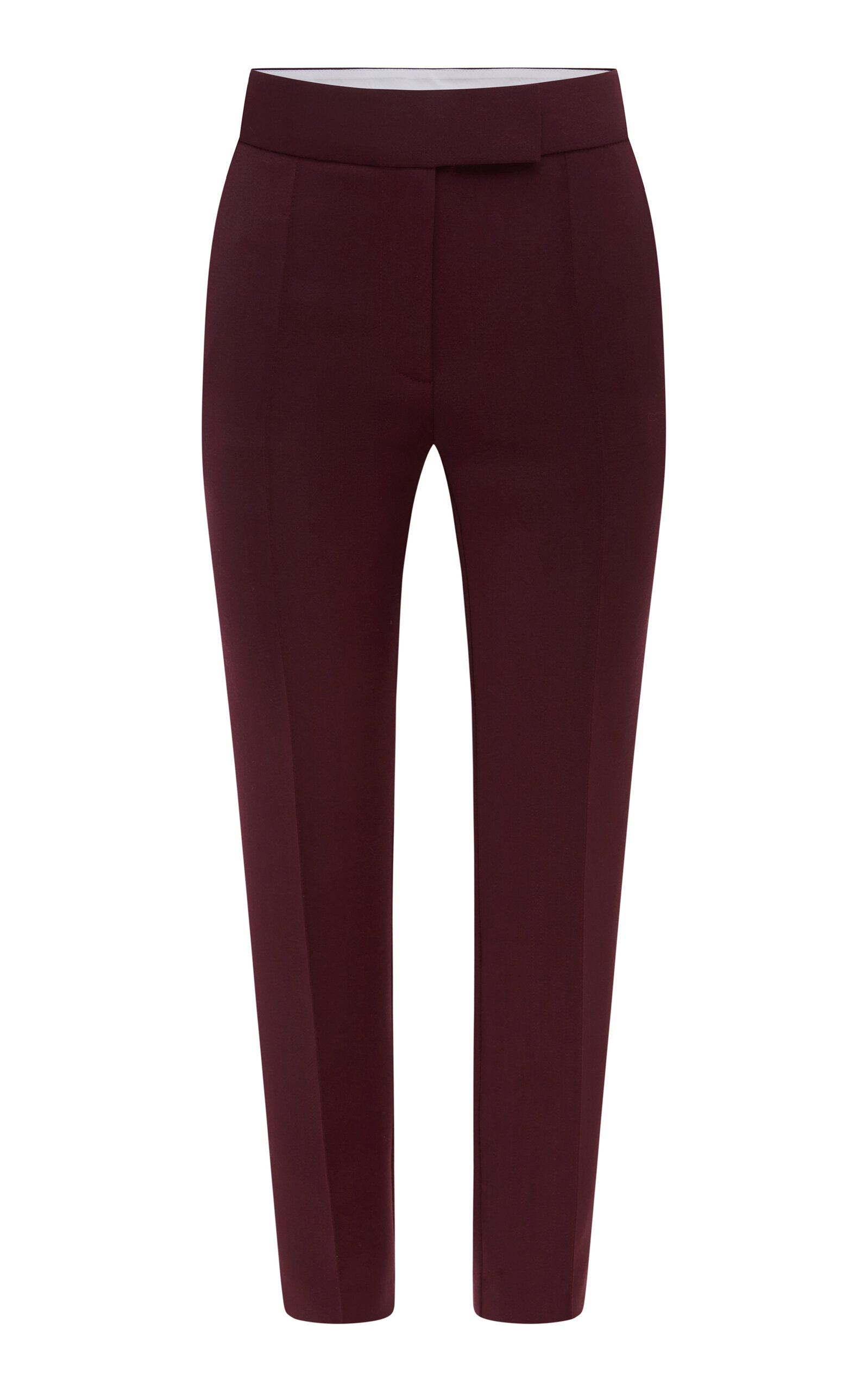 Shop Alex Perry Cropped Wool Straight-leg Pants In Burgundy