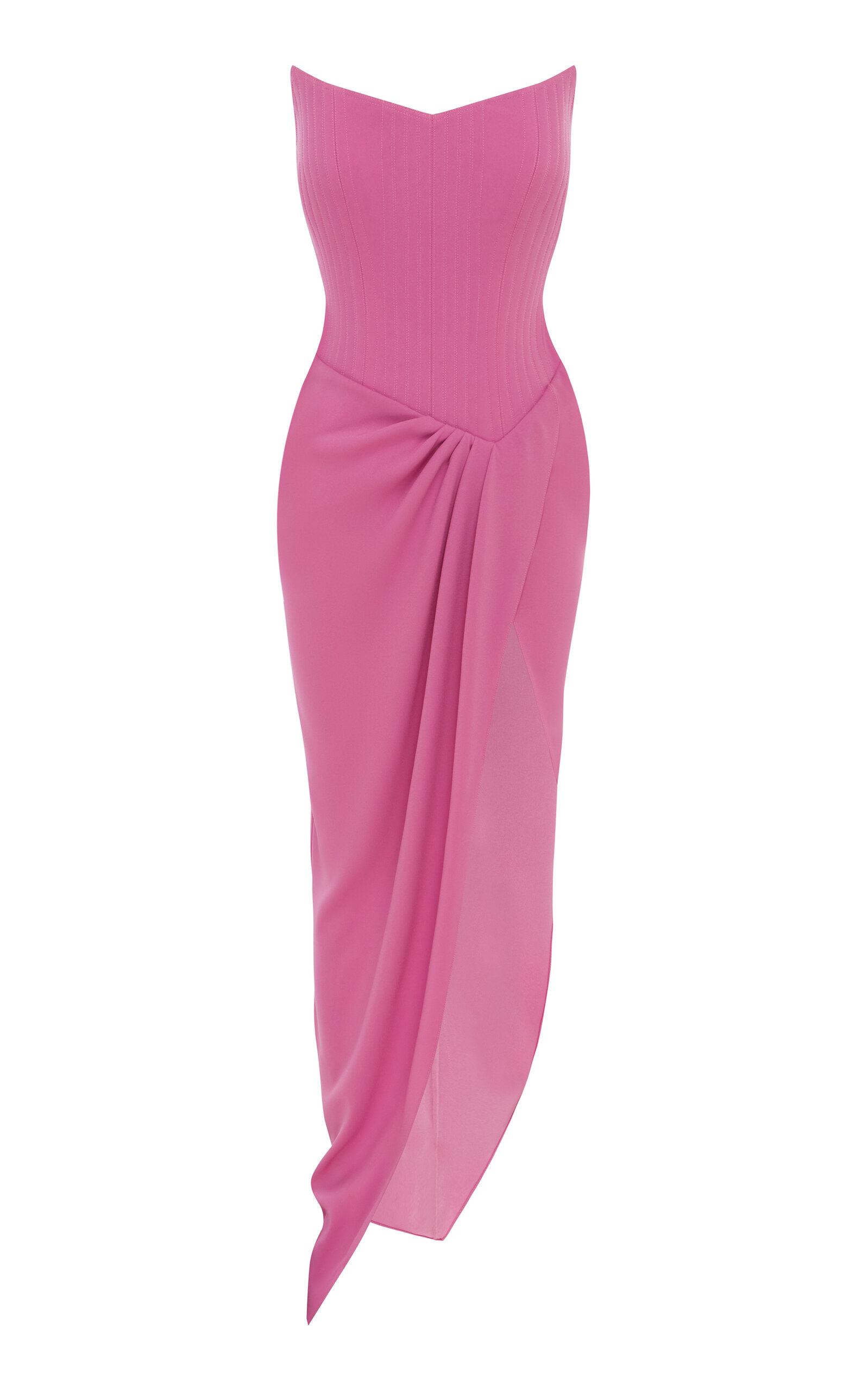 Shop Alex Perry Asymmetric Crepe Corset Gown In Pink