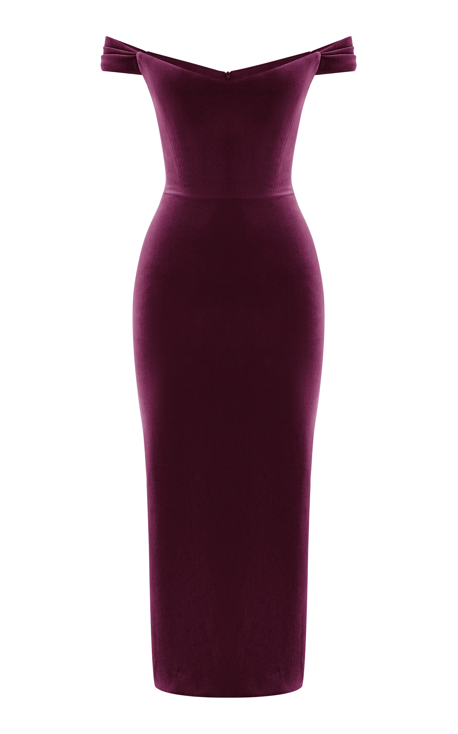 Shop Alex Perry Off-the-shoulder Velvet Corset Midi Dress In Purple