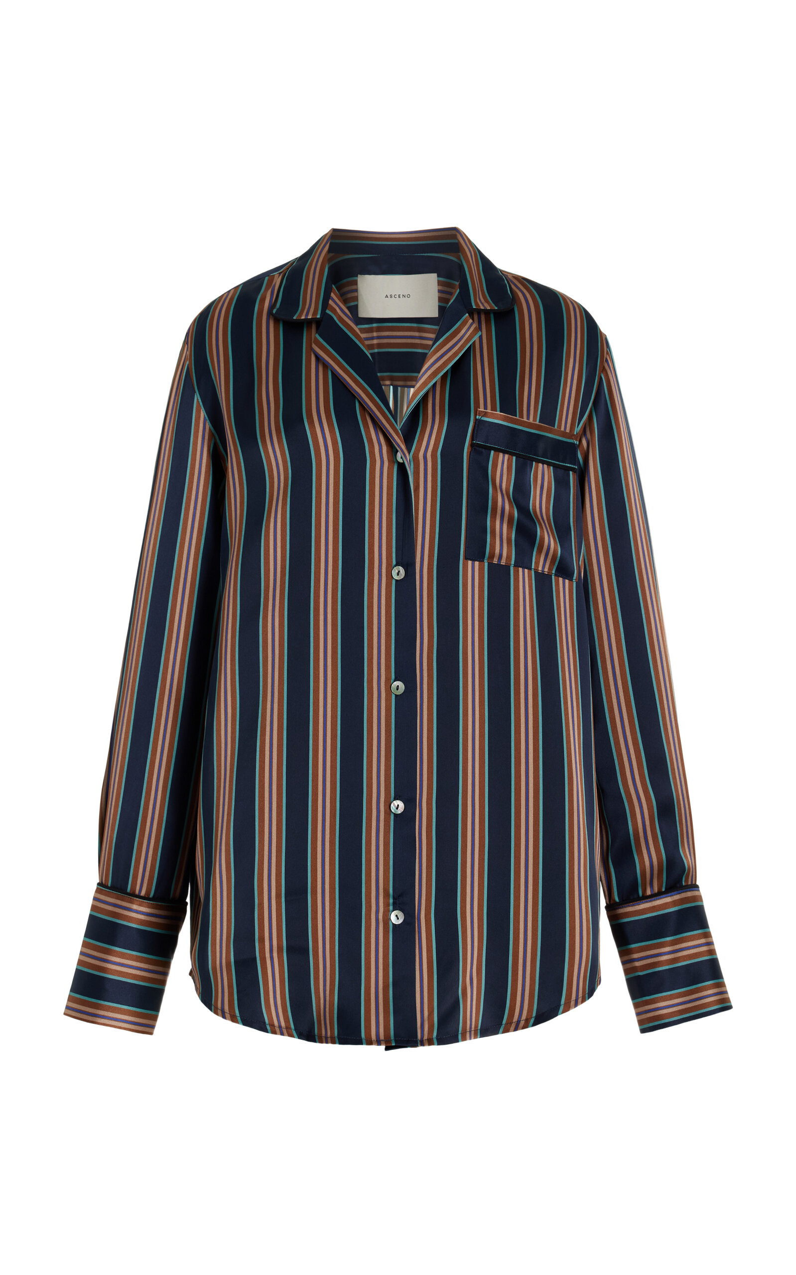 ASCENO THE PARIS STRIPED SILK SHIRT 