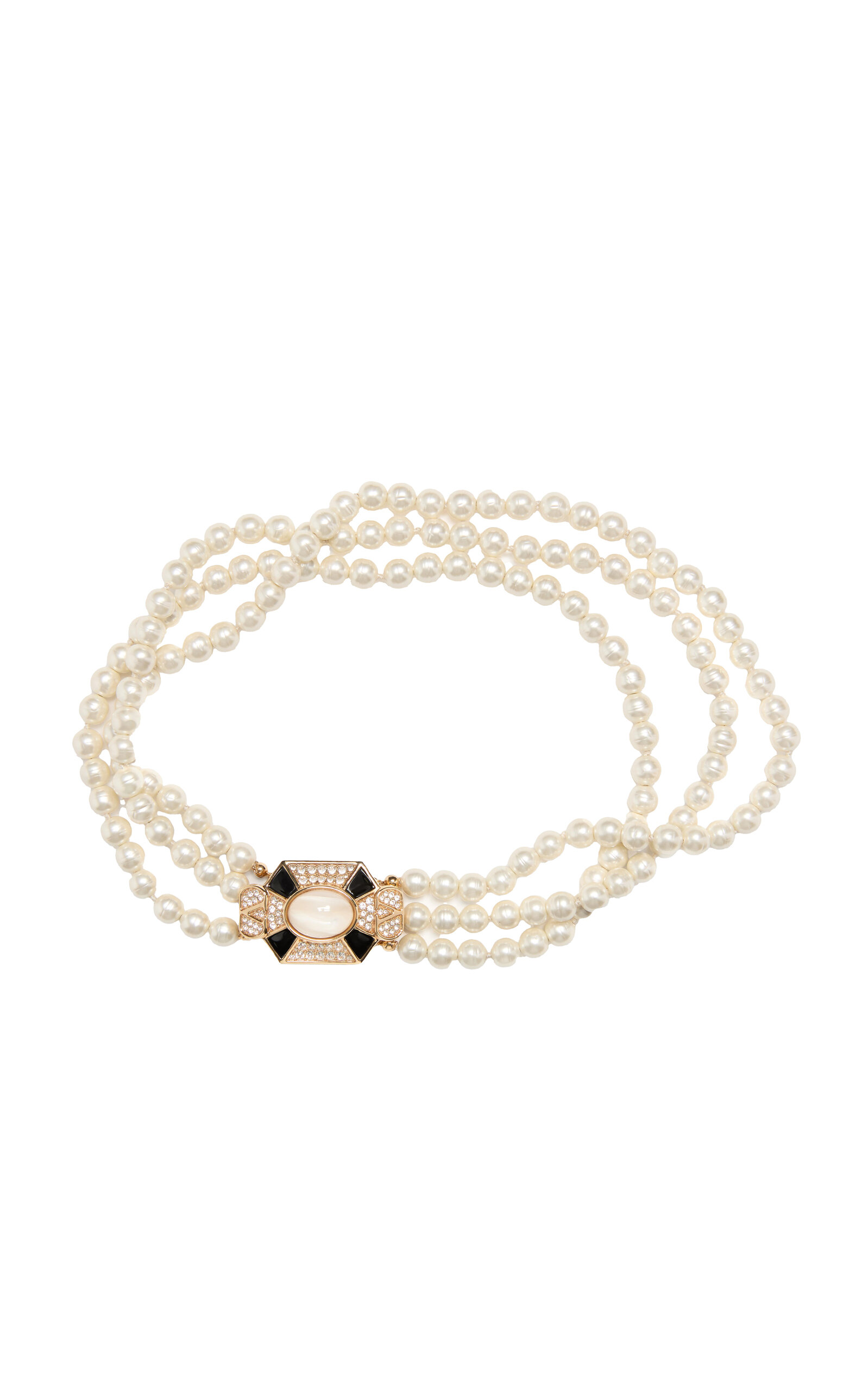 Crystal; Pearl Gold-Tone Necklace