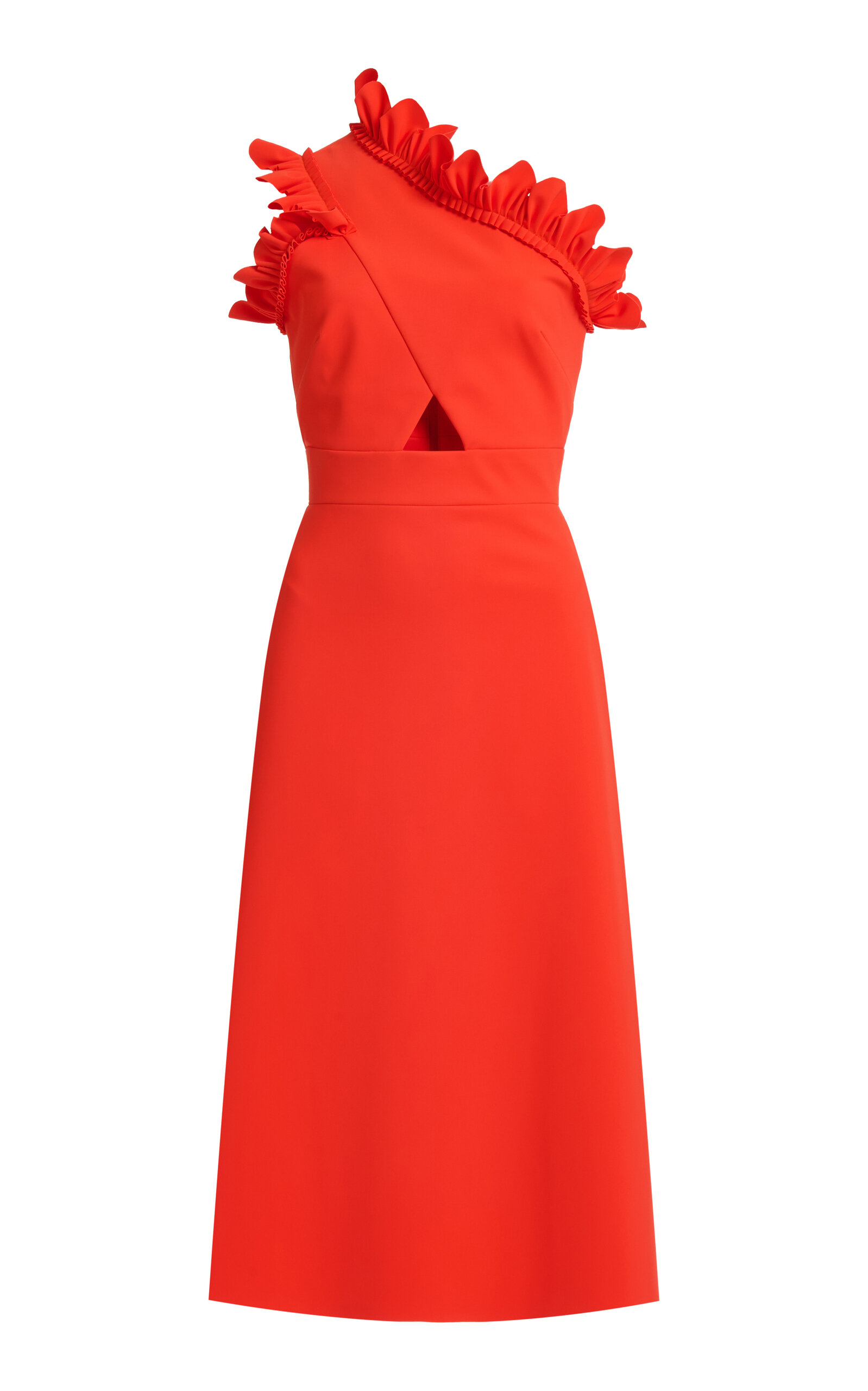 Safiyah One-Shoulder Triangle Cut-Out A-line Midi Dress