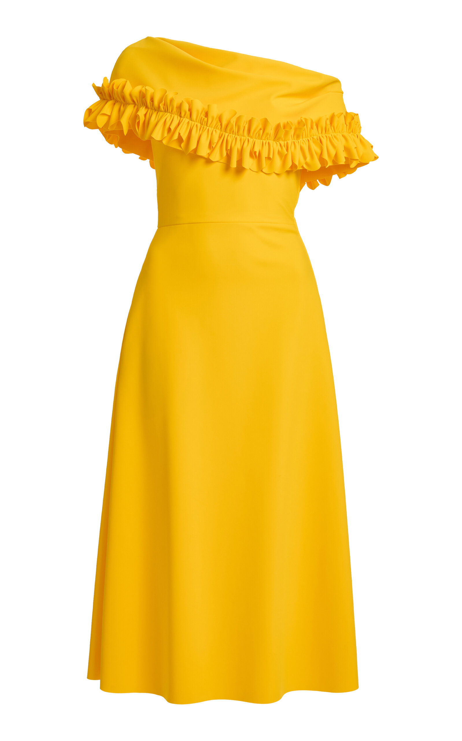 Lofiyah One-Shoulder Ruffled Midi Dress
