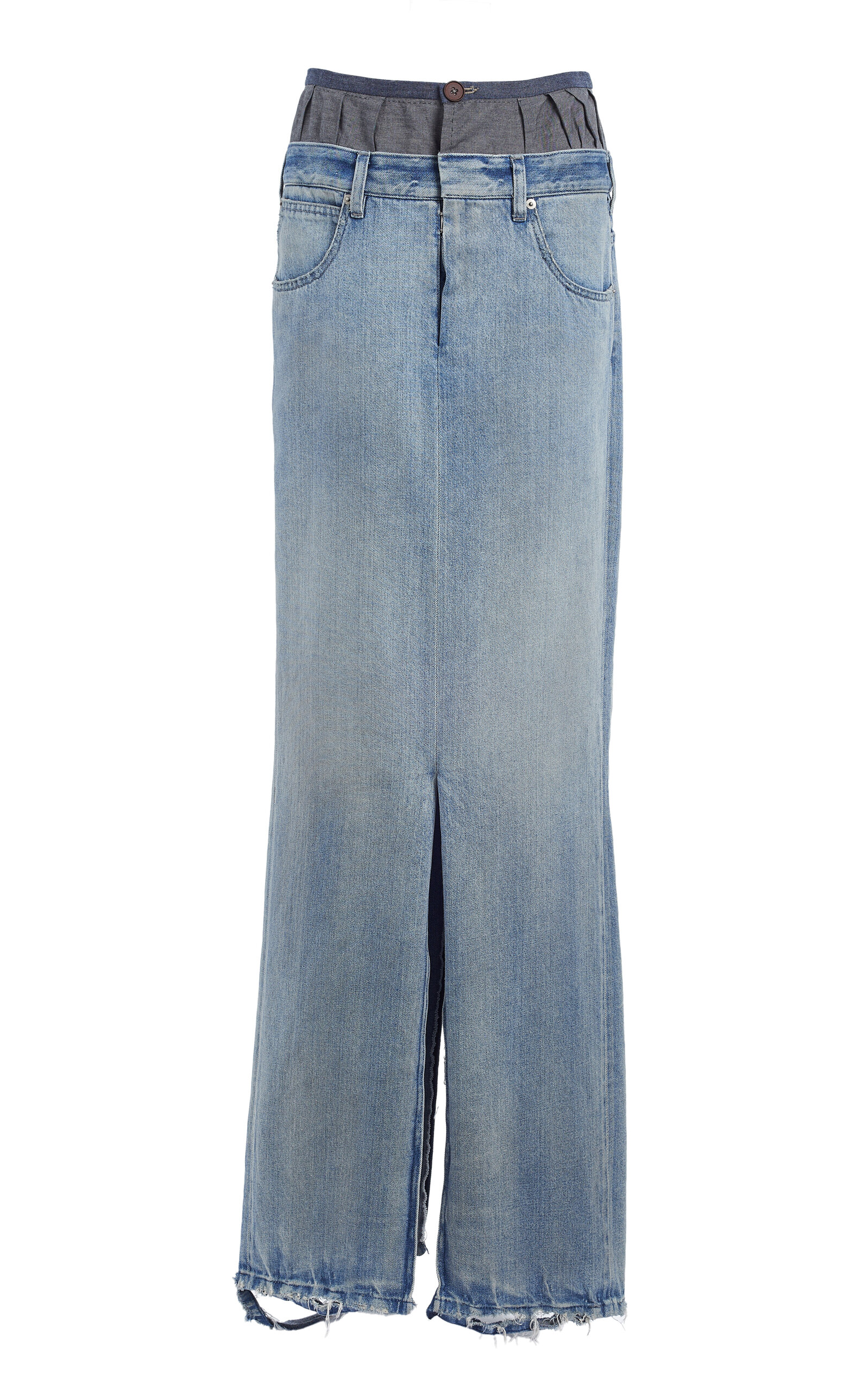 Shop Maison Margiela Cotton Maxi Skirt In Blue