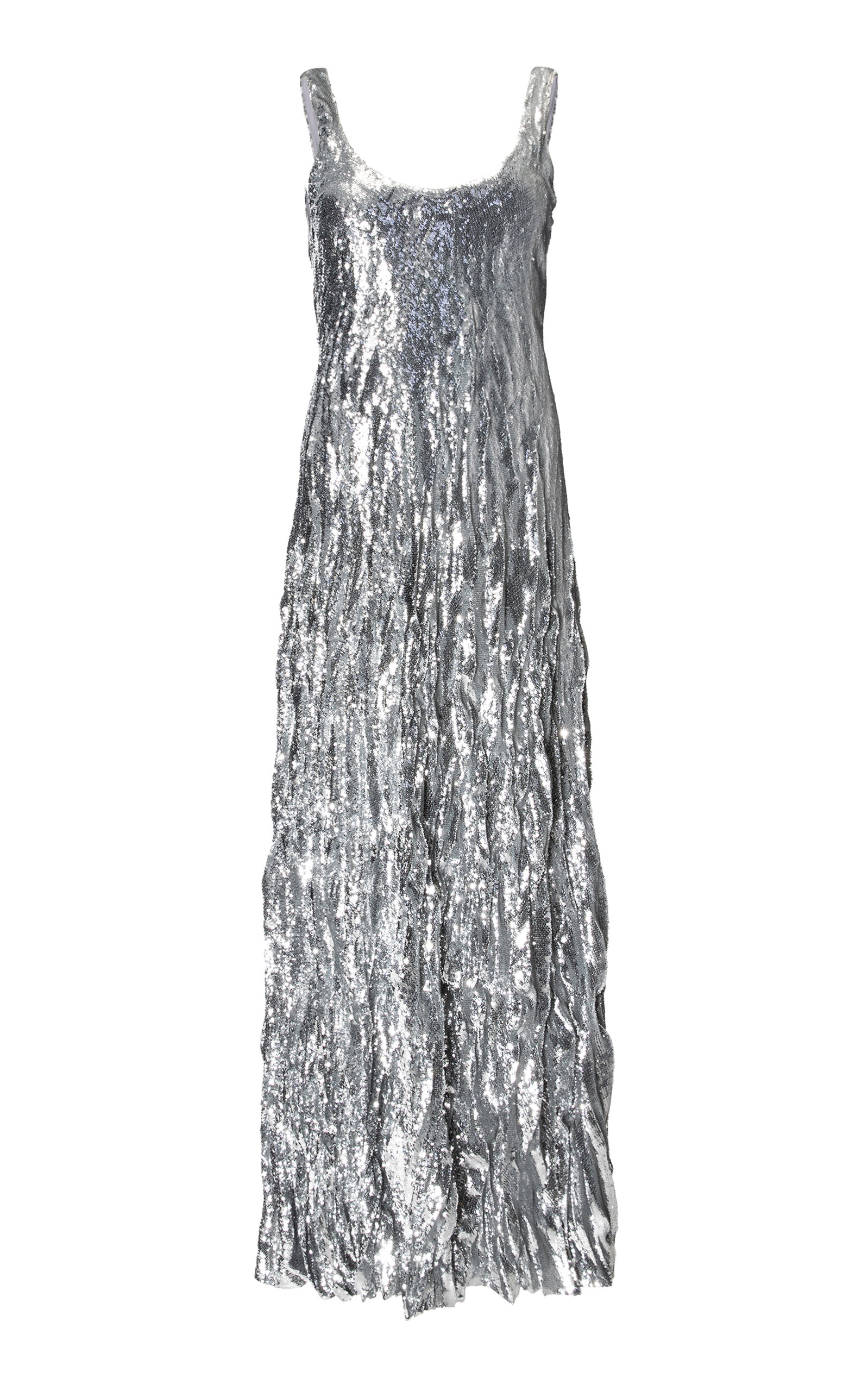 Sequined Crinkled Silk Gown