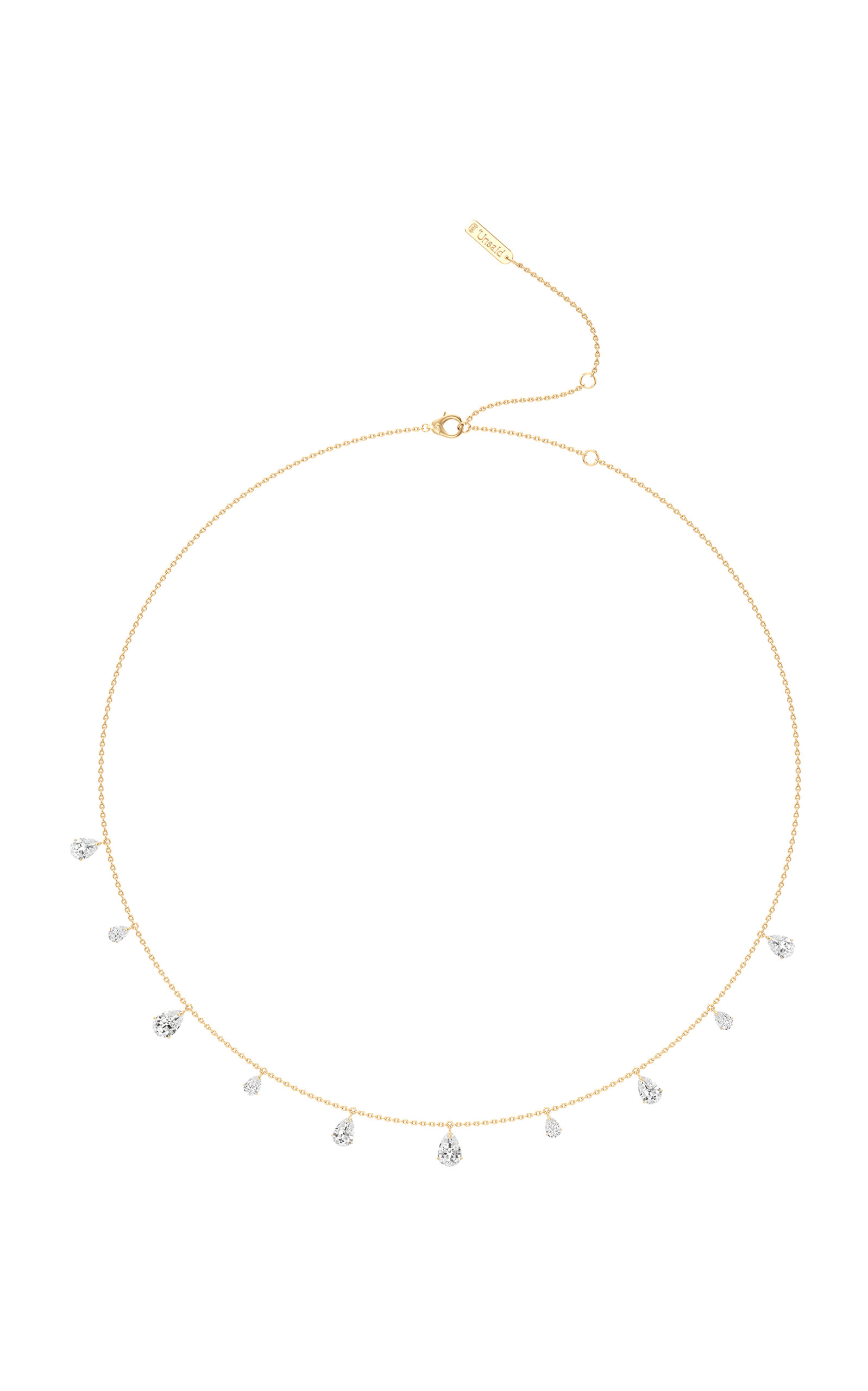 18k Yellow Gold Tear Charm Diamond Necklace
