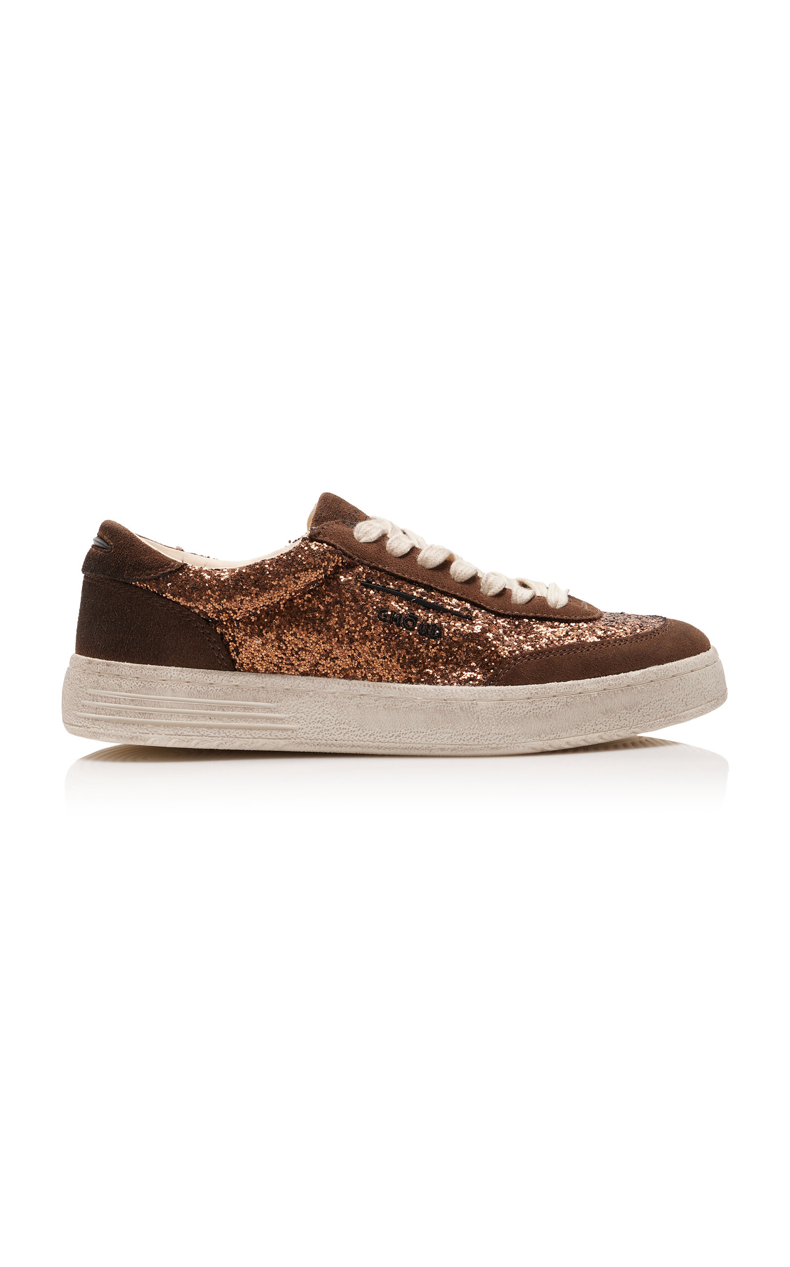 Shop Ghoud Venice Lido Glittered Suede Sneakers In Brown