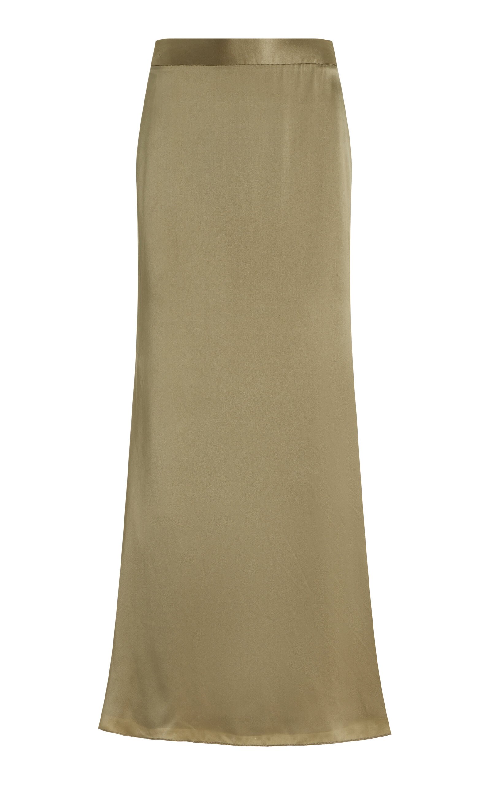 Shop Twp At Last Silk-charmeuse Maxi Skirt In Green