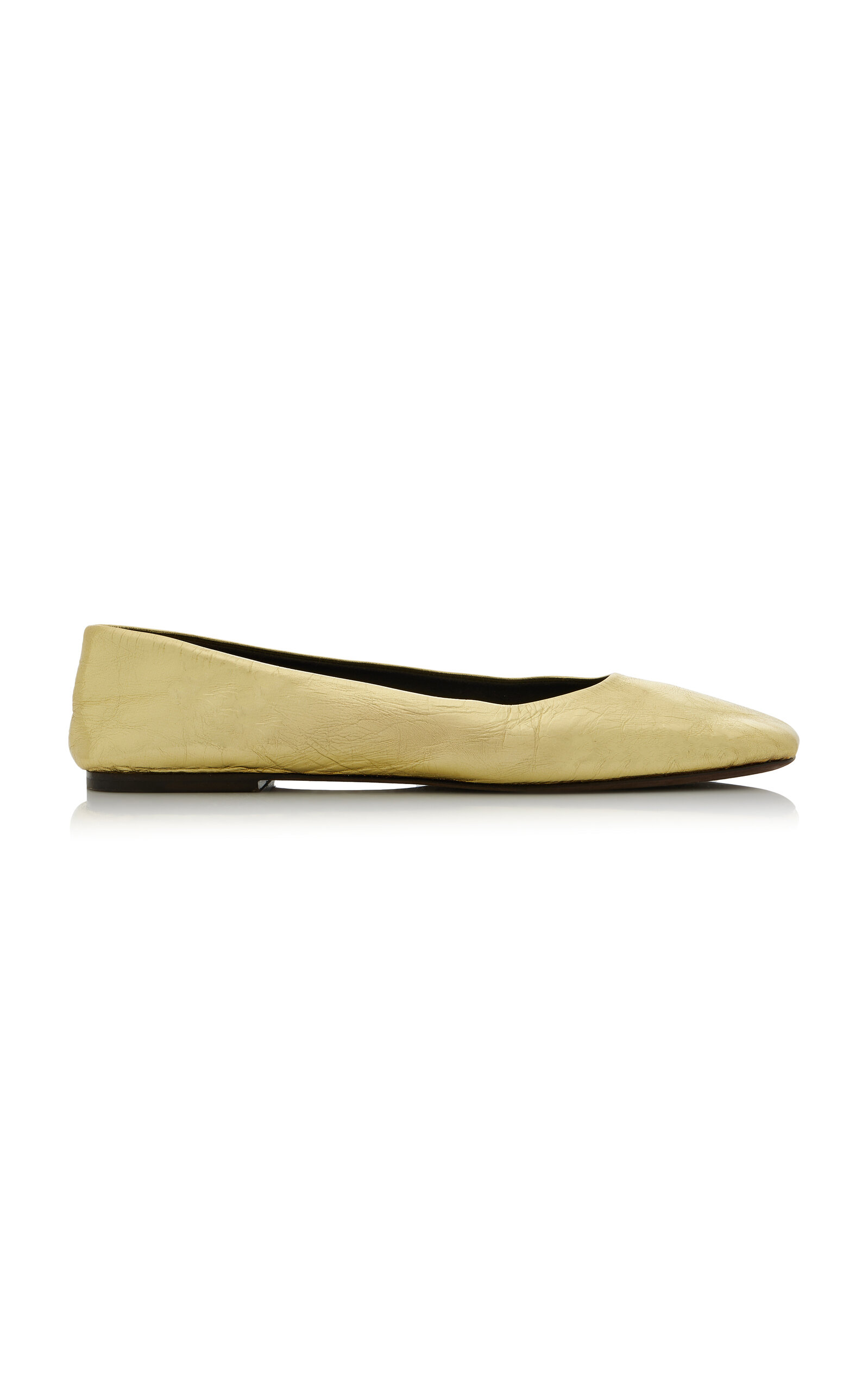 Square Metallic Leather Ballet Flats