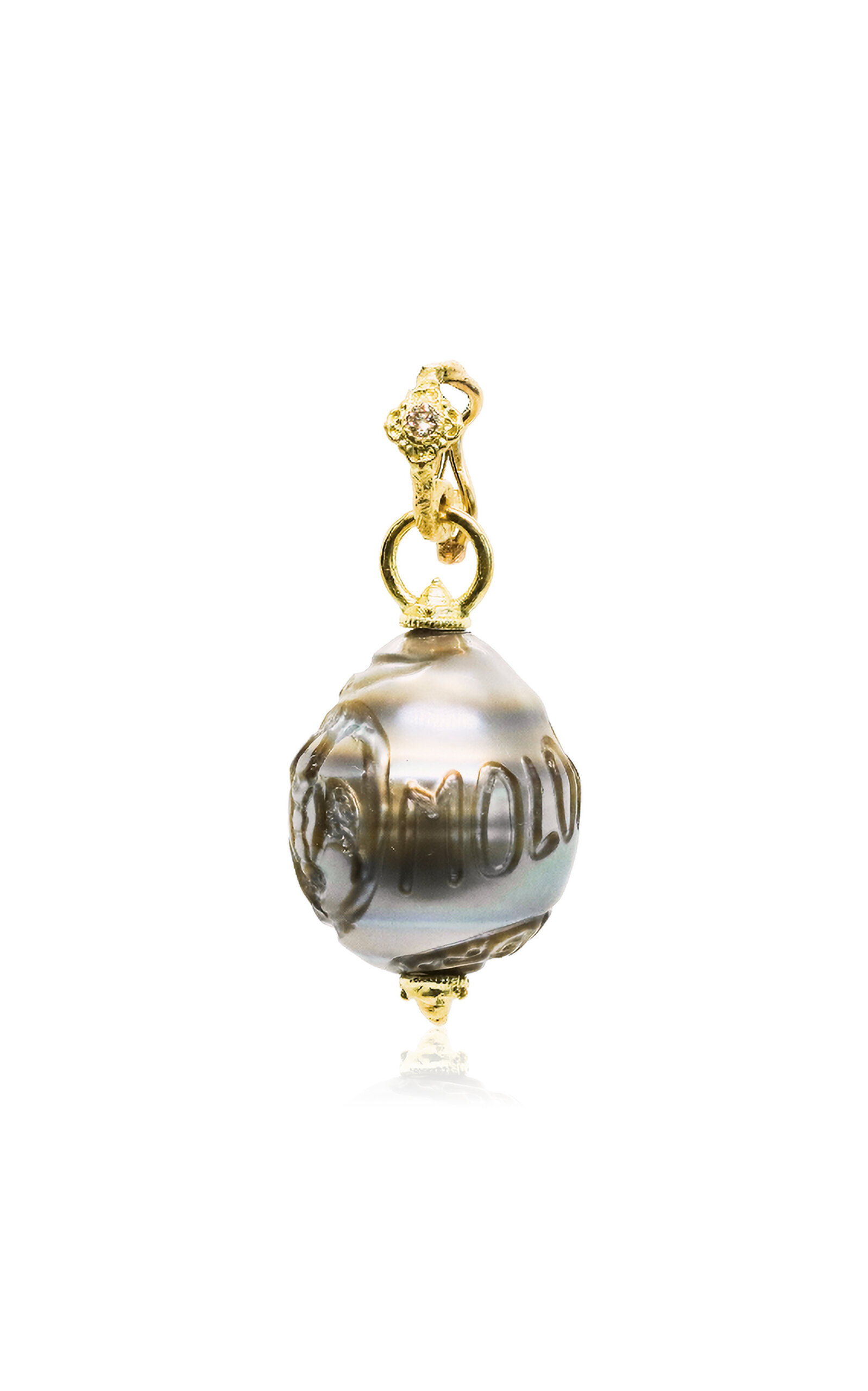 Shop Armenta 18k Yellow Gold And Sterling Silver; Diamond And Pearl Charm In Grey