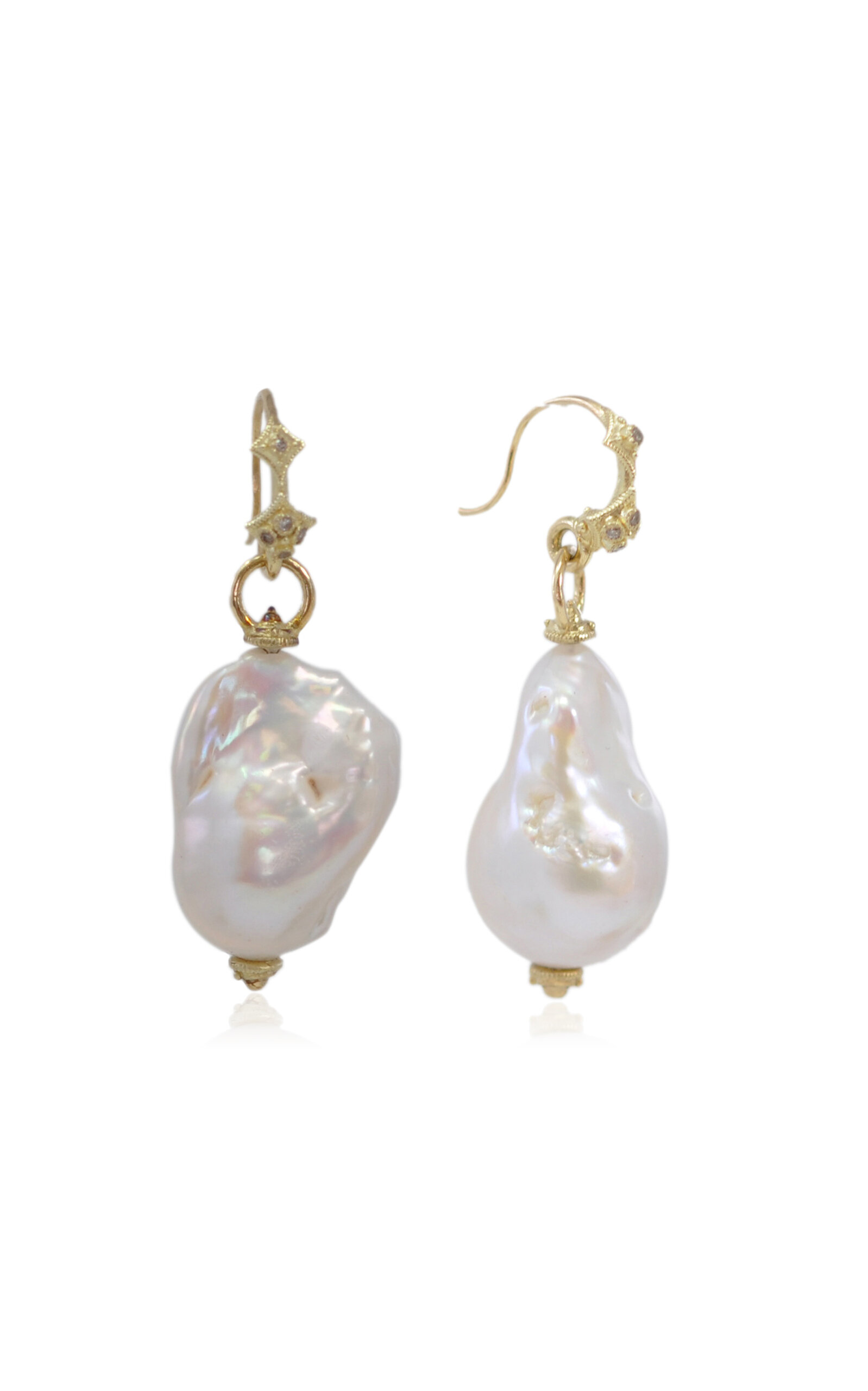 18K Yellow Gold Pearl Earrings