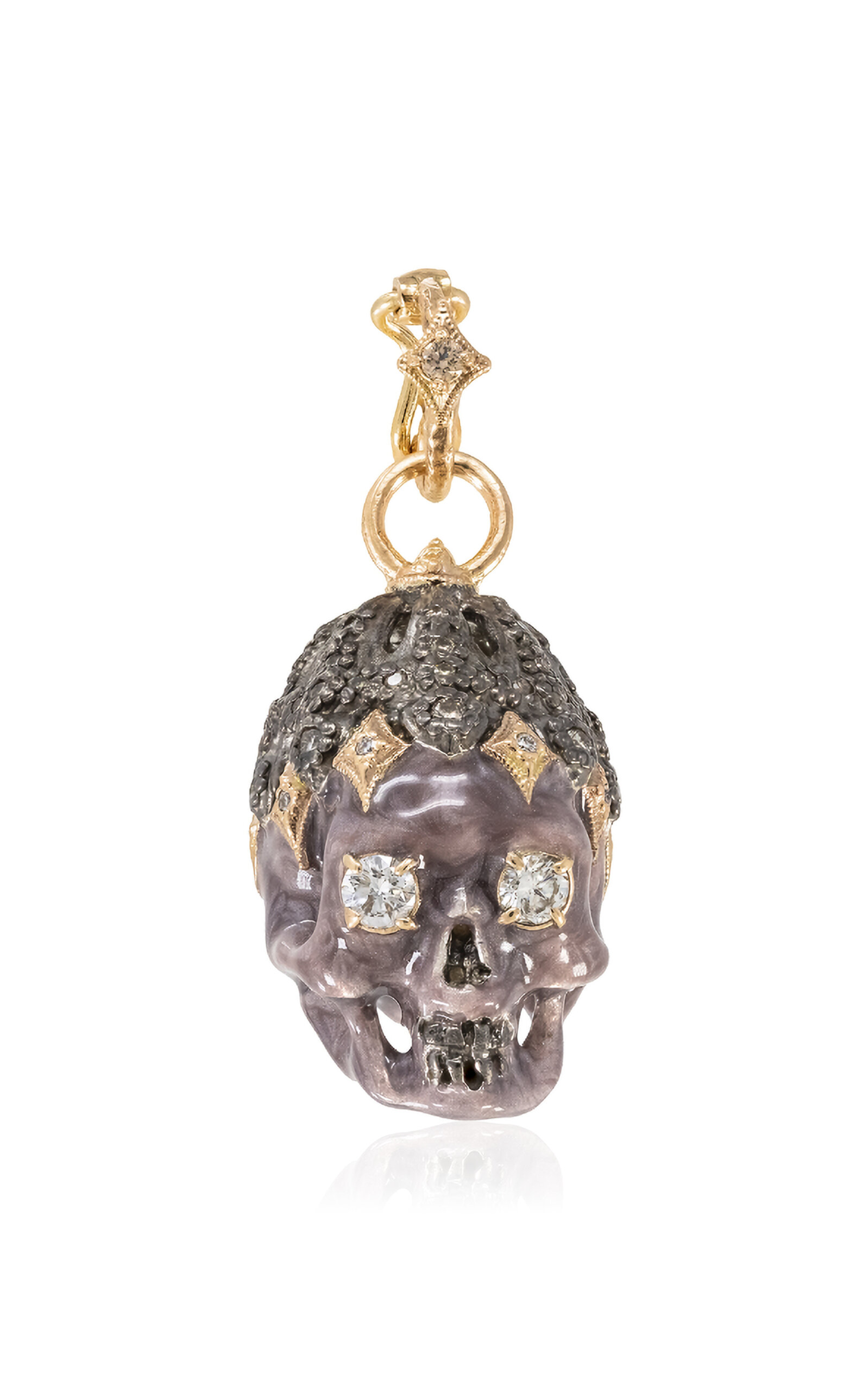 Shop Armenta Skull Enhancer 14k Rose Gold And Sterling Silver Enamel Charm In Nude