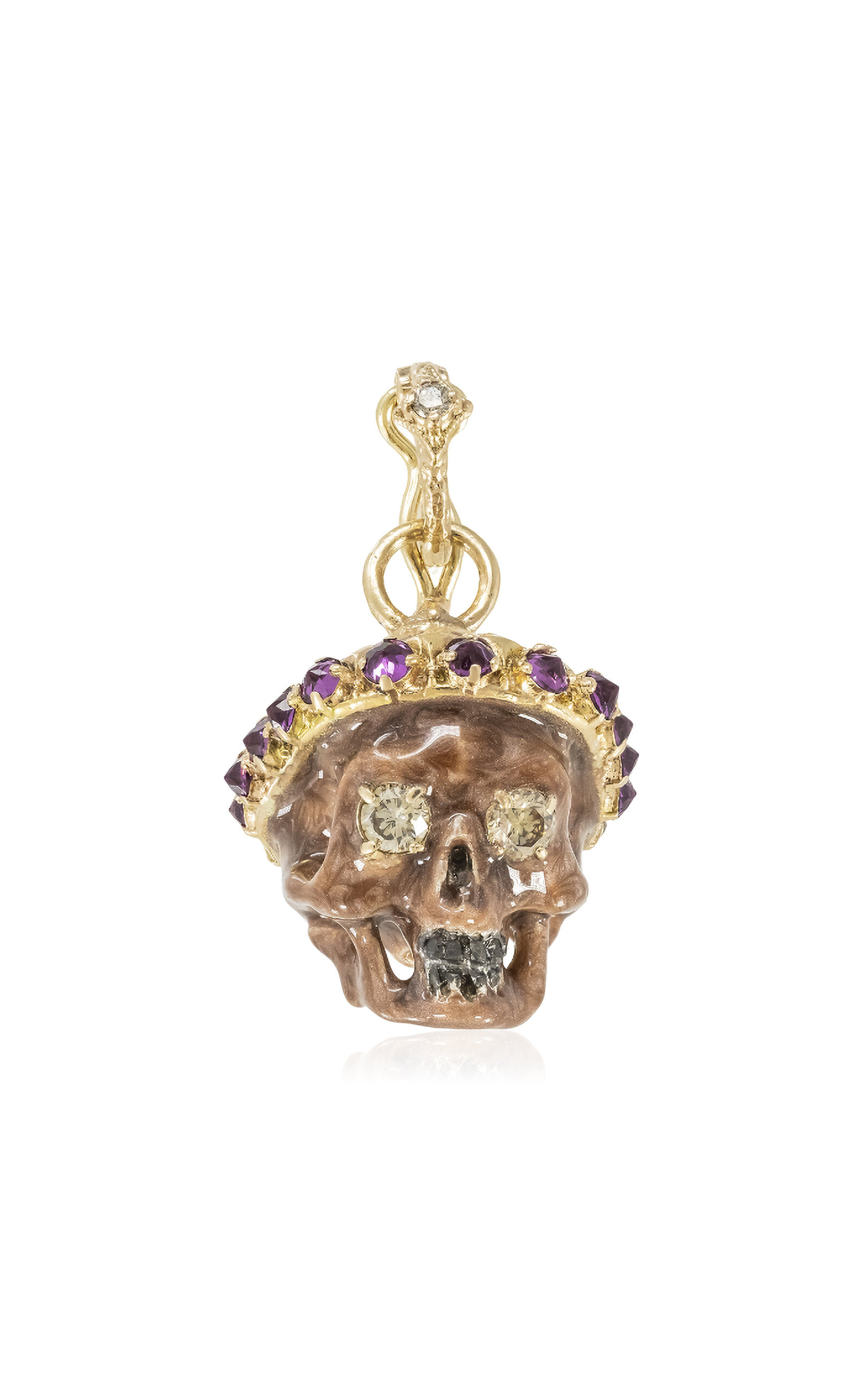 Shop Armenta Skull Enhancer 14k Rose Gold And Sterling Silver Enamel Charm In Nude