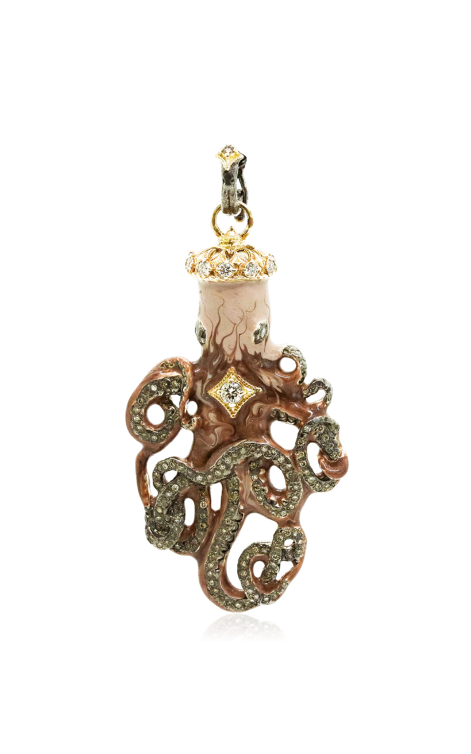 Shop Armenta Octopus Enhancer 14k Rose Gold And Sterling Silver Enamel Charm In Nude