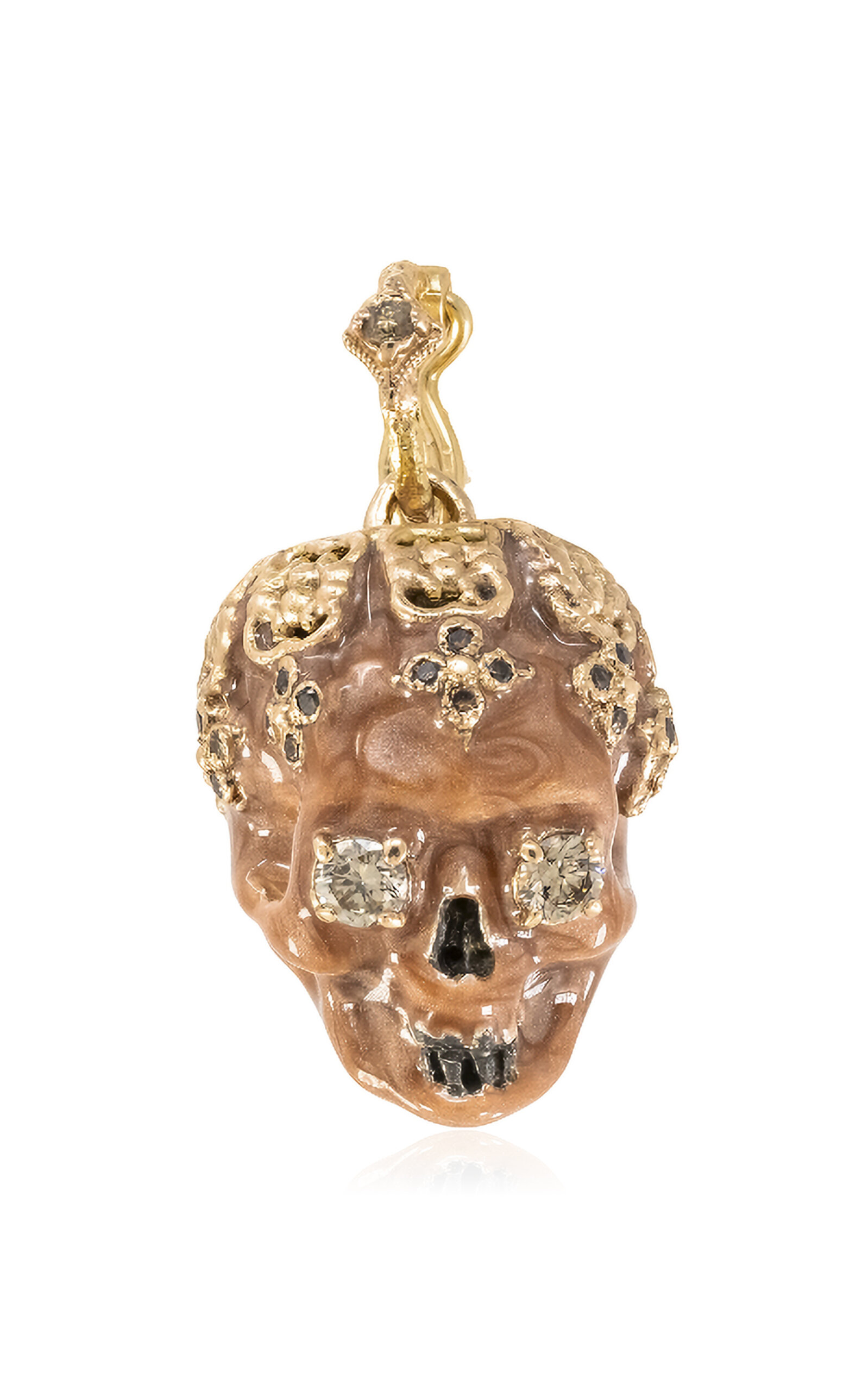 Shop Armenta Skull Enhancer 14k Rose Gold And Sterling Silver Enamel Charm In Nude