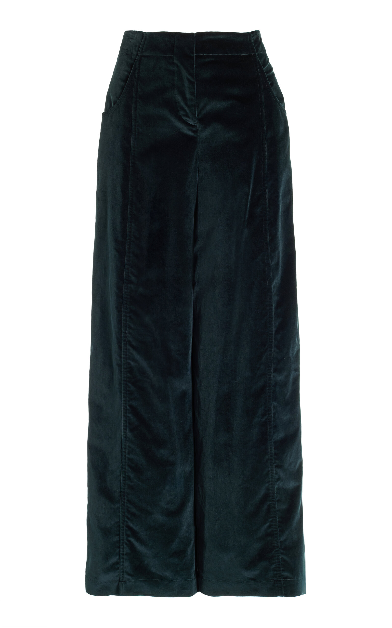 Shop Twp Demie High-rise Velvet Straight-leg Pants In Green