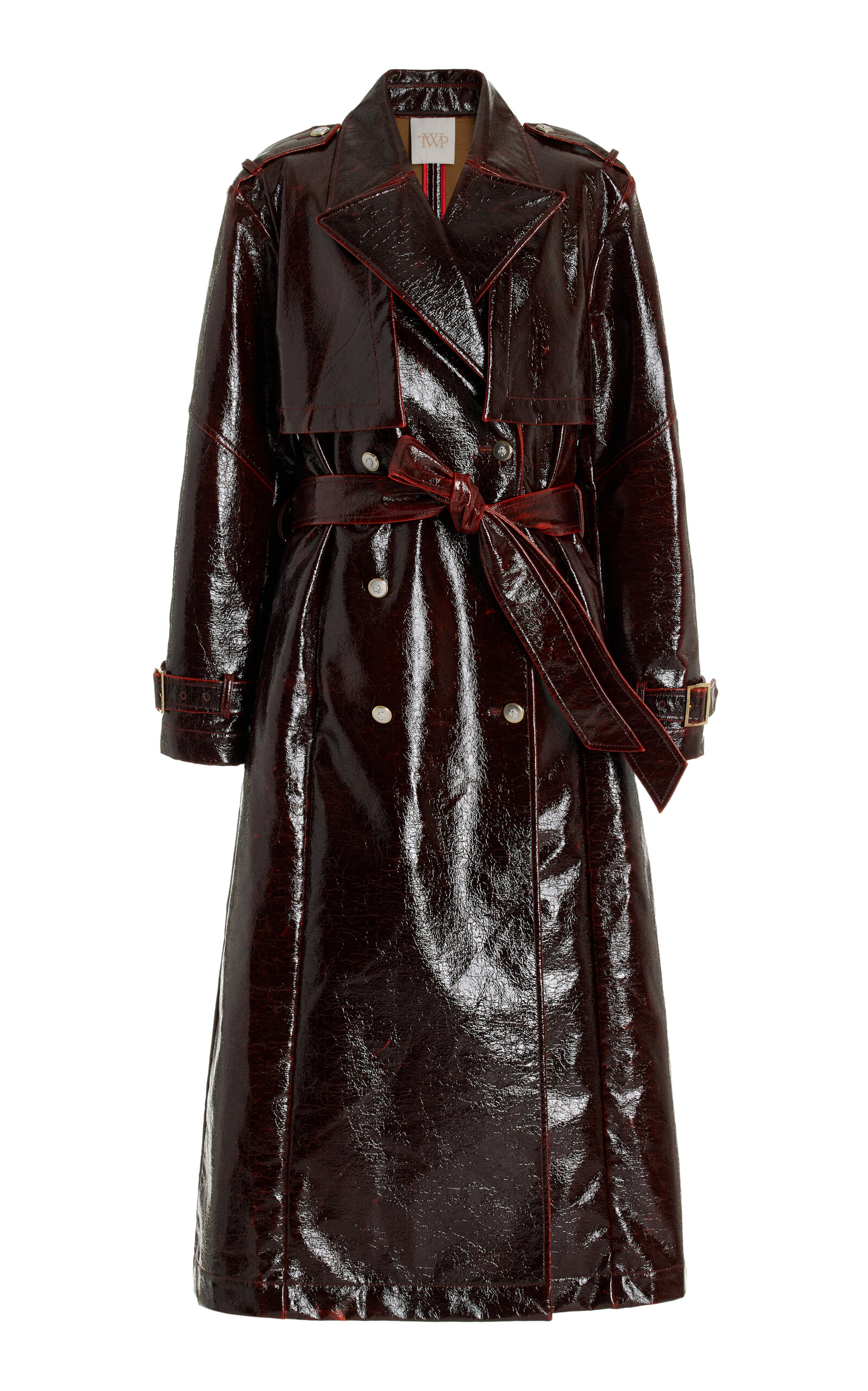 Foreign Affair Lacquered Wool Trench Coat