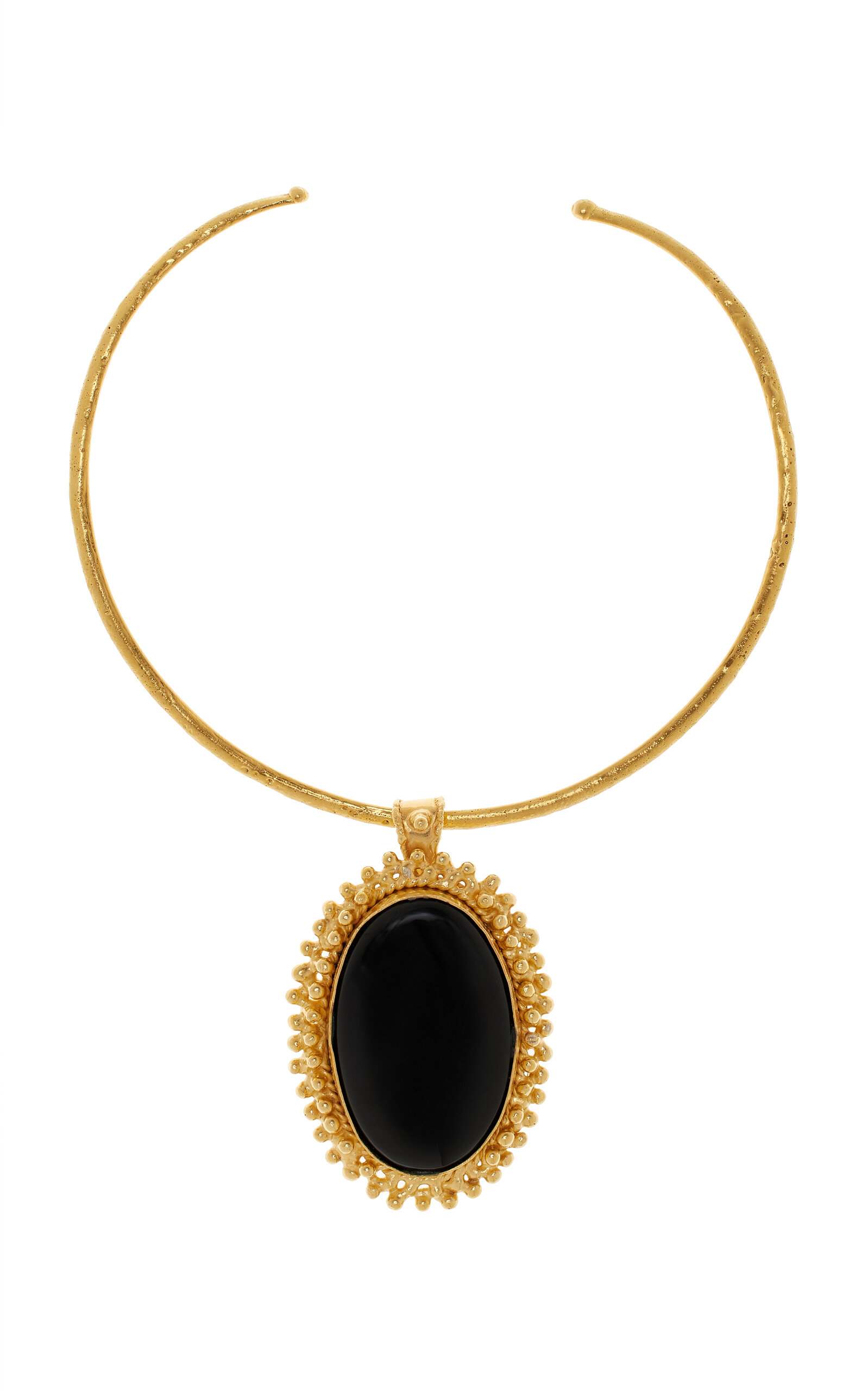 Sterling Silver Gold Plated 18k Vermeil One-of-a-Kind Black Onyx Collar Necklace