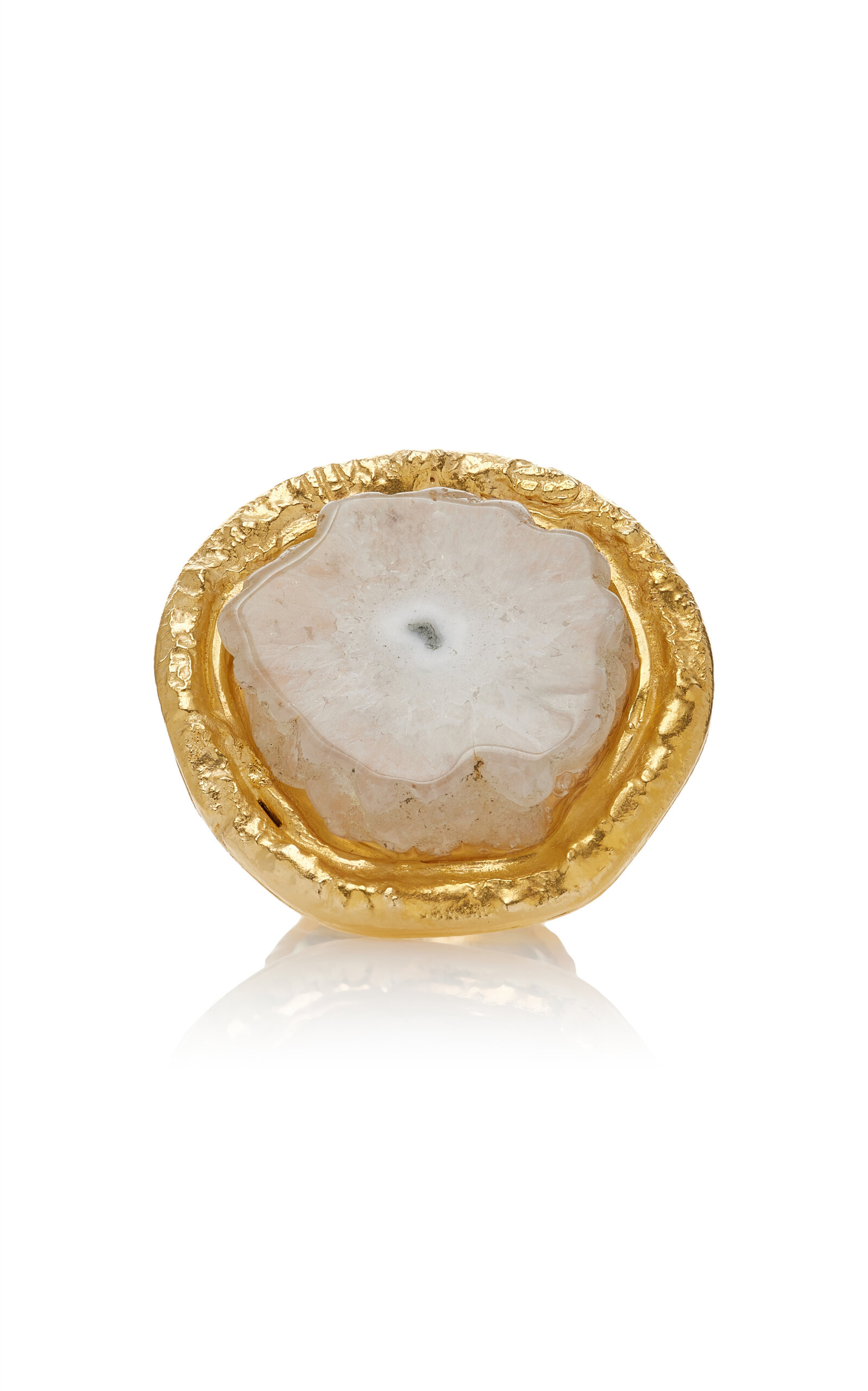 Shop Sylvia Toledano Sterling Silver Gold Plated 18k Vermeil One-of-a-kind White Agate Oval Ring